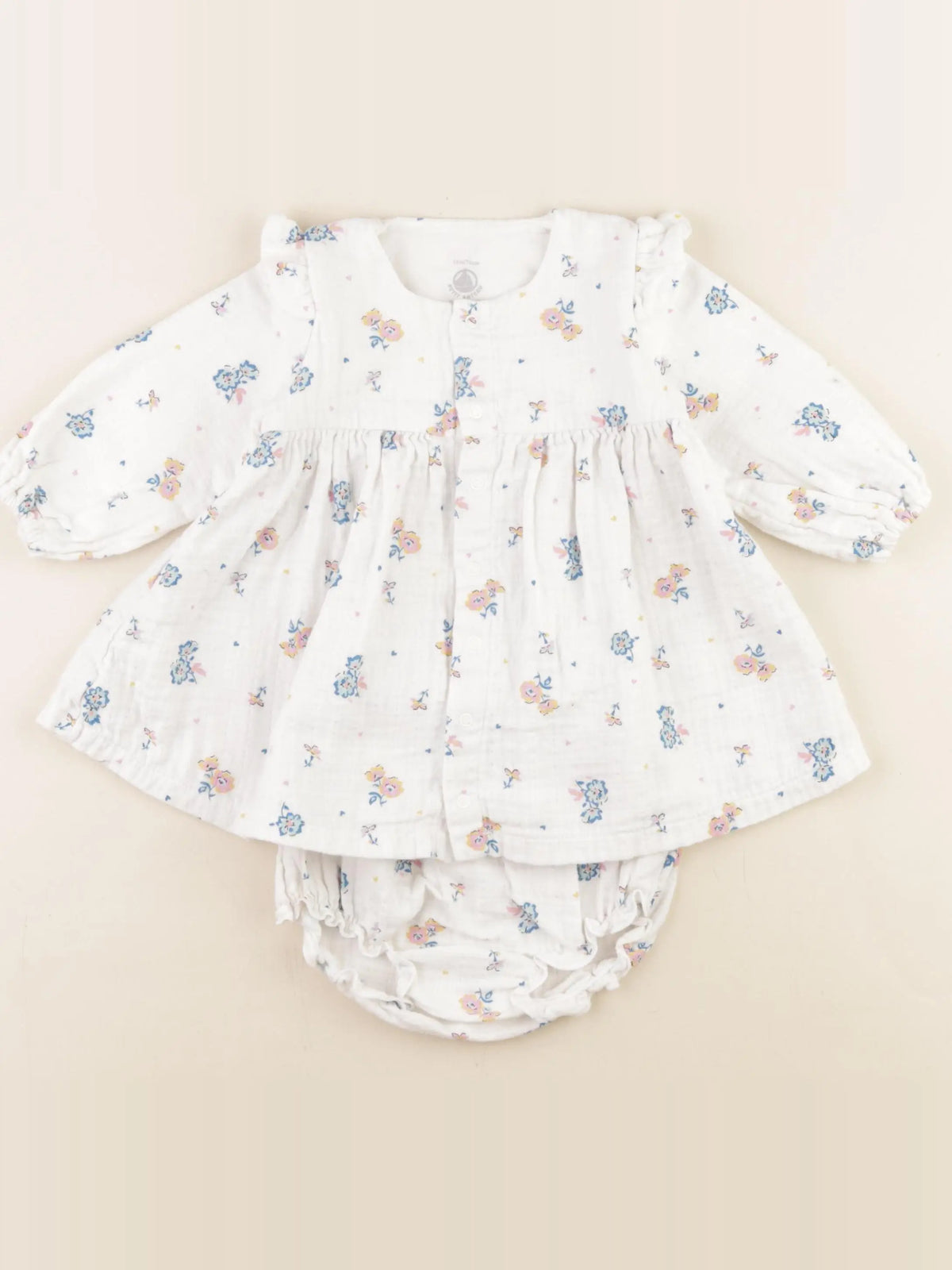 Petit Bateau - robe blanc - 12 mois