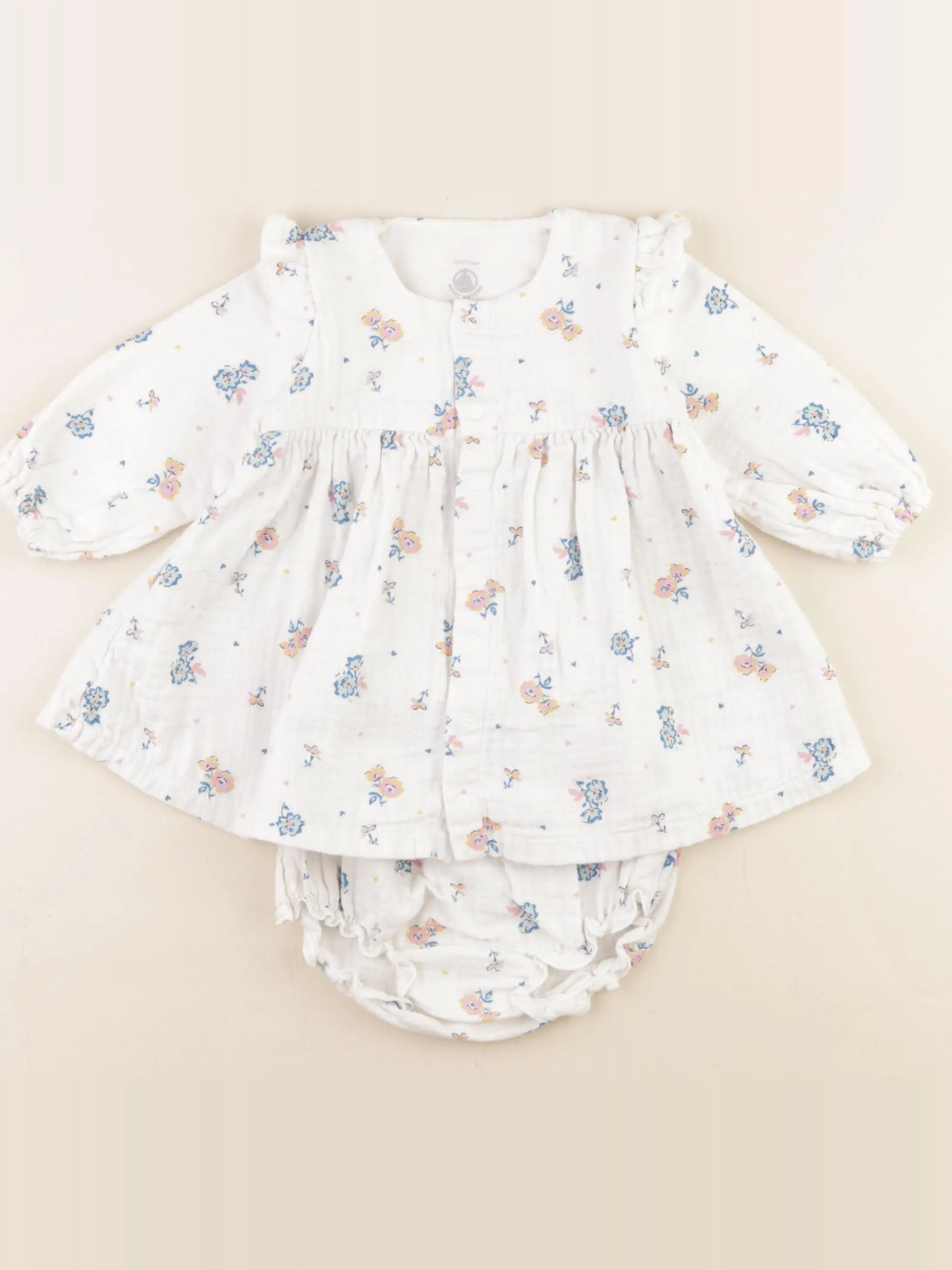 Petit Bateau - robe blanc - 12 mois