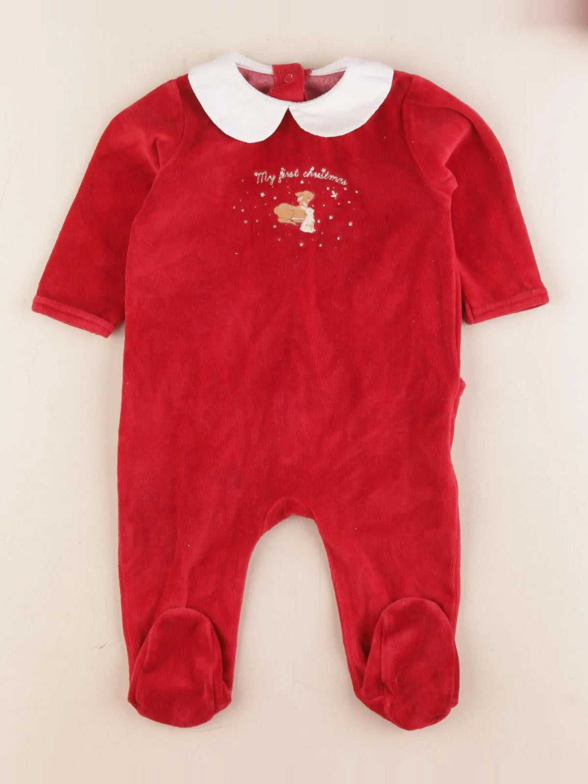 Vertbaudet - pyjama velours rouge - 6 mois