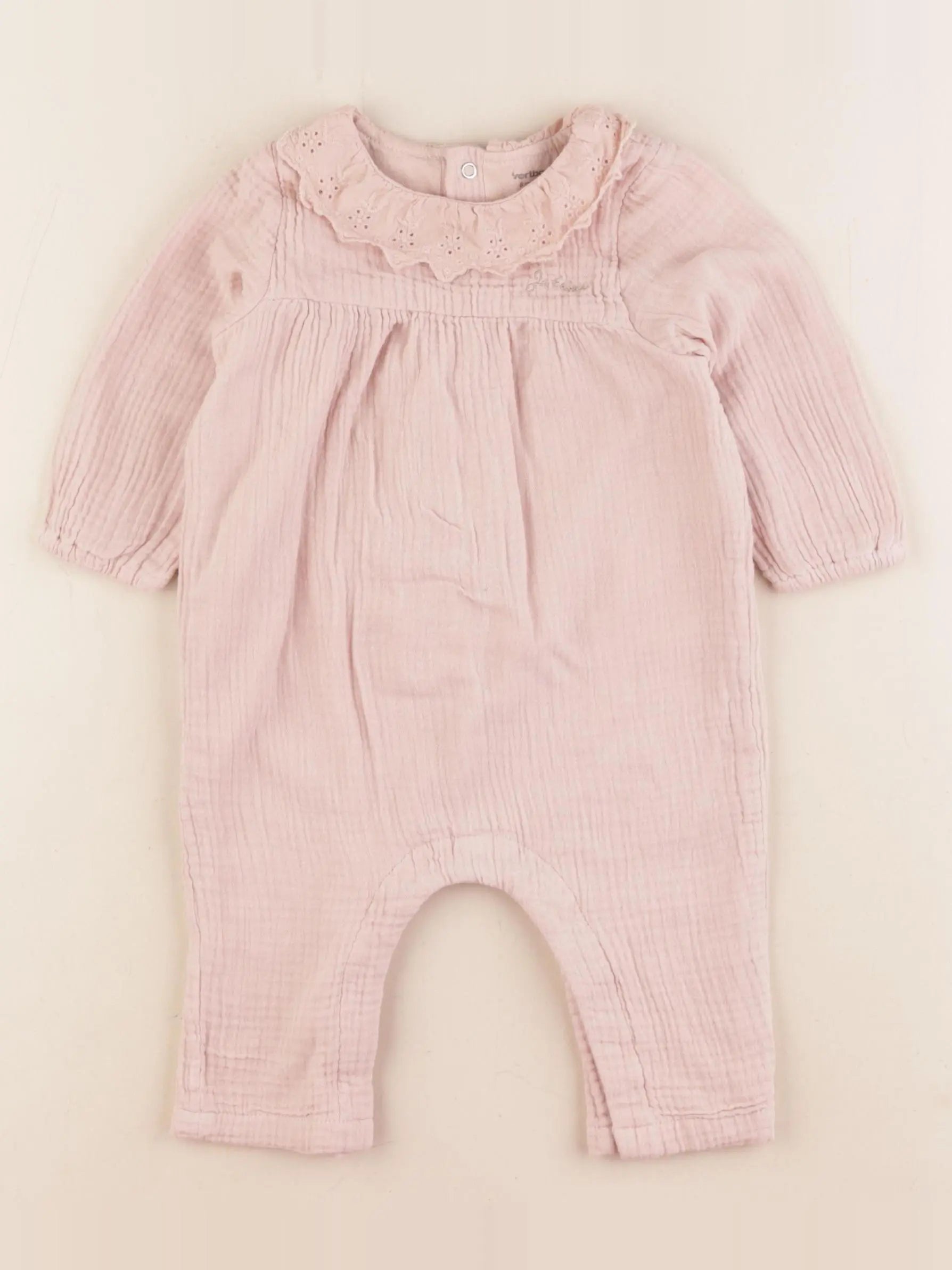Vertbaudet - combinaison doublé rose - 6 mois