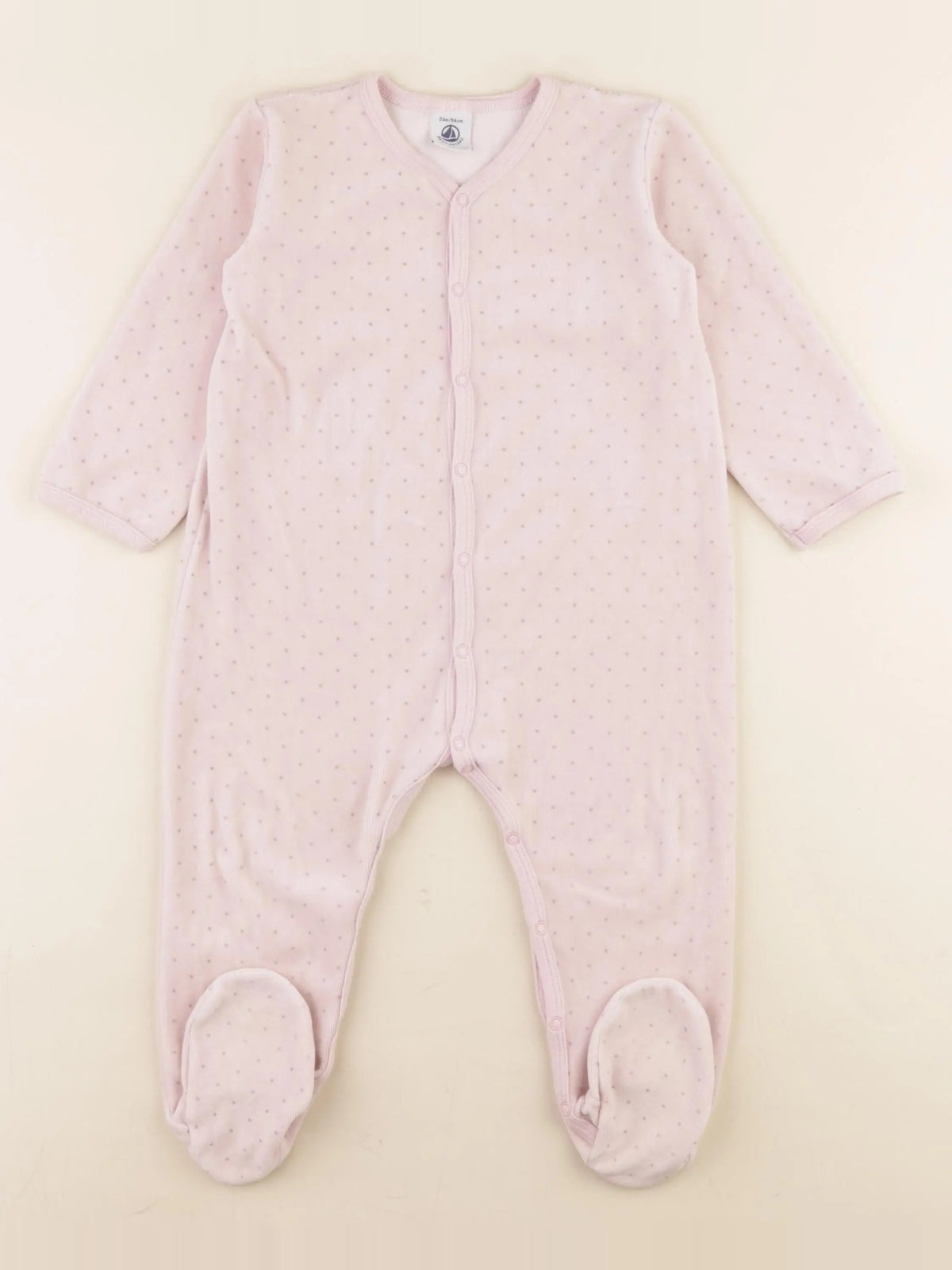 Petit Bateau - pyjama velours rose - 24 mois
