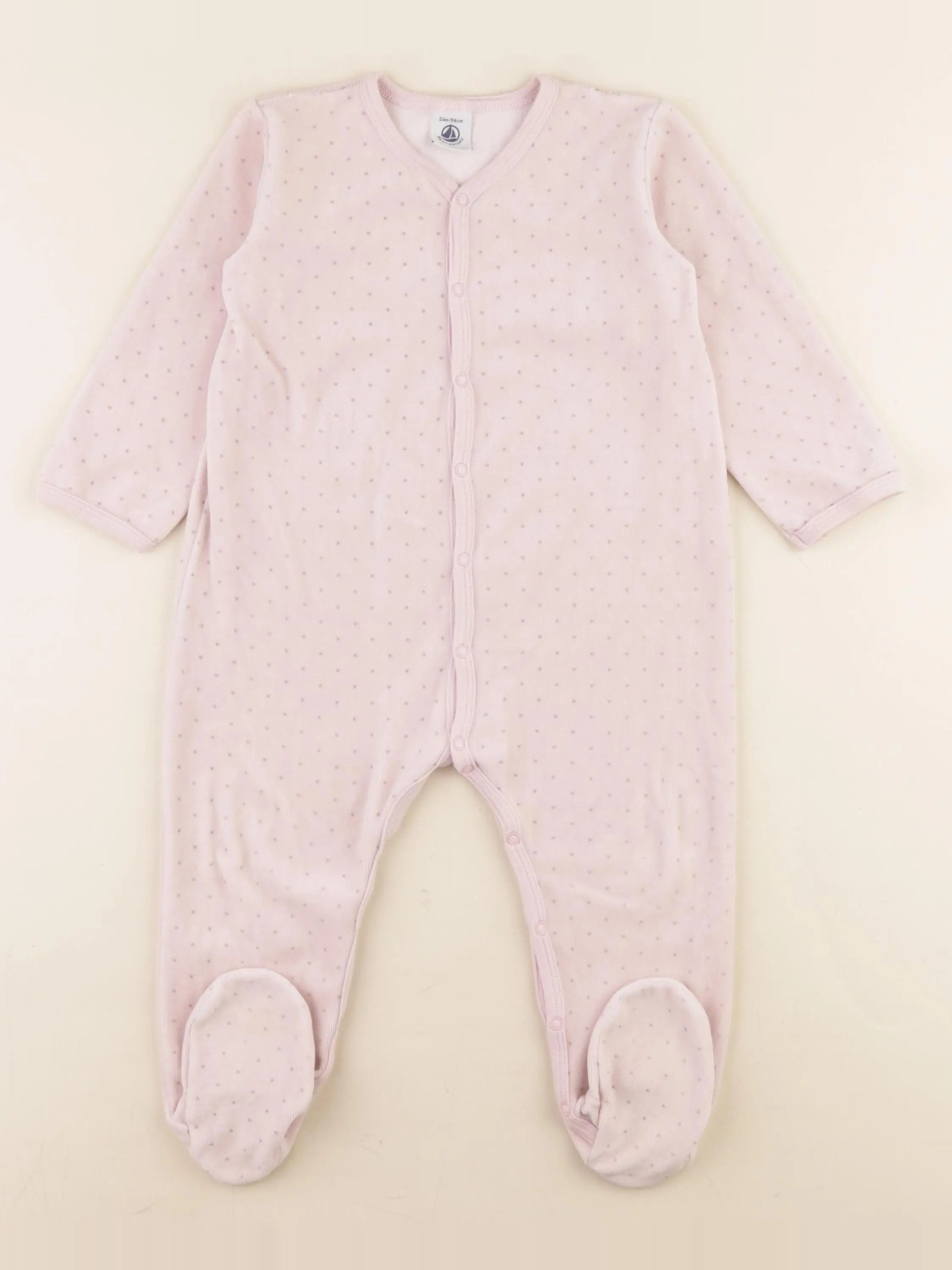 Petit Bateau - pyjama velours rose - 24 mois