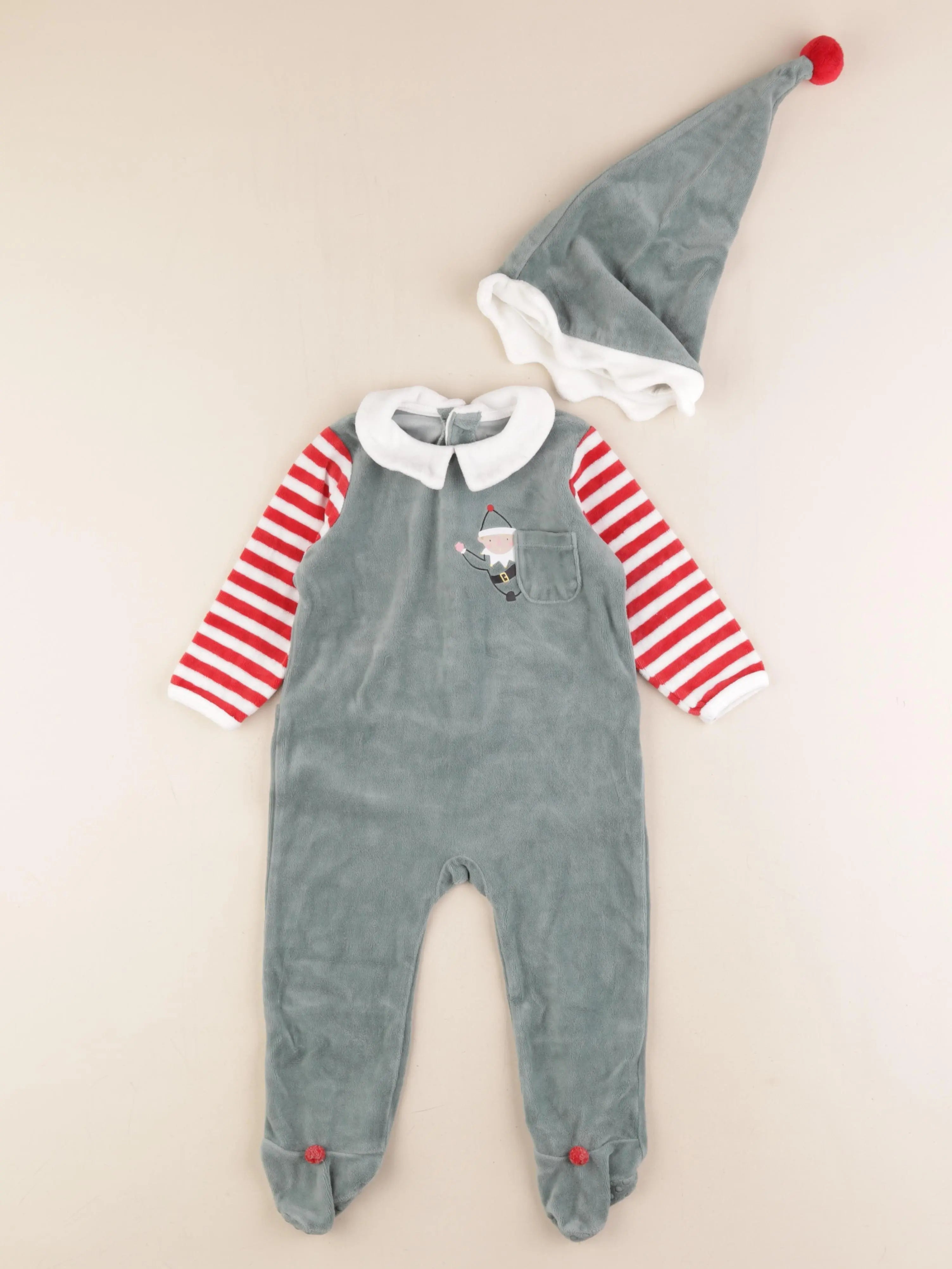 Vertbaudet - pyjama velours multicolore - 18 mois