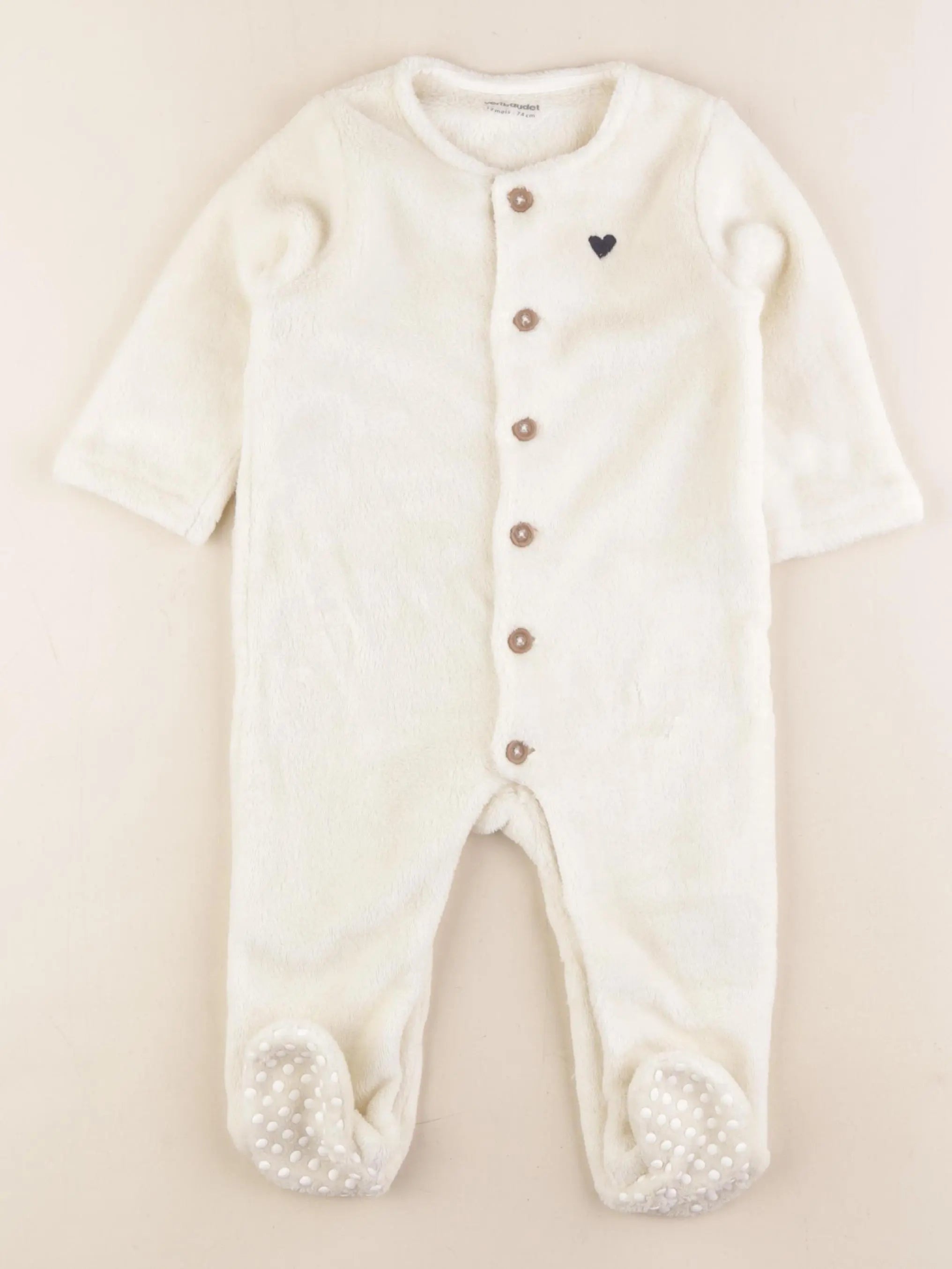 Vertbaudet - sur-pyjama beige - 12 mois