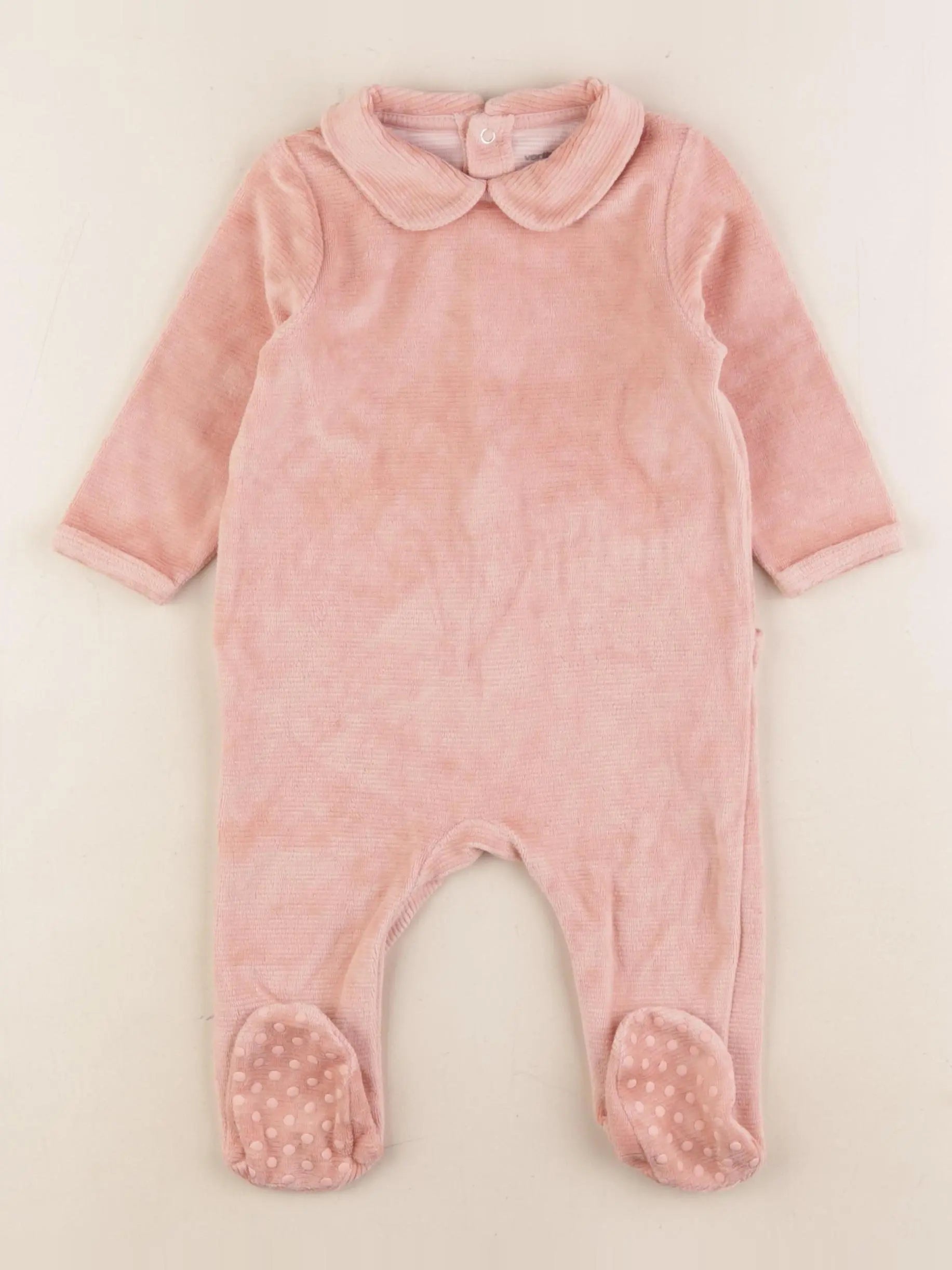 Vertbaudet - pyjama velours rose - 9 mois