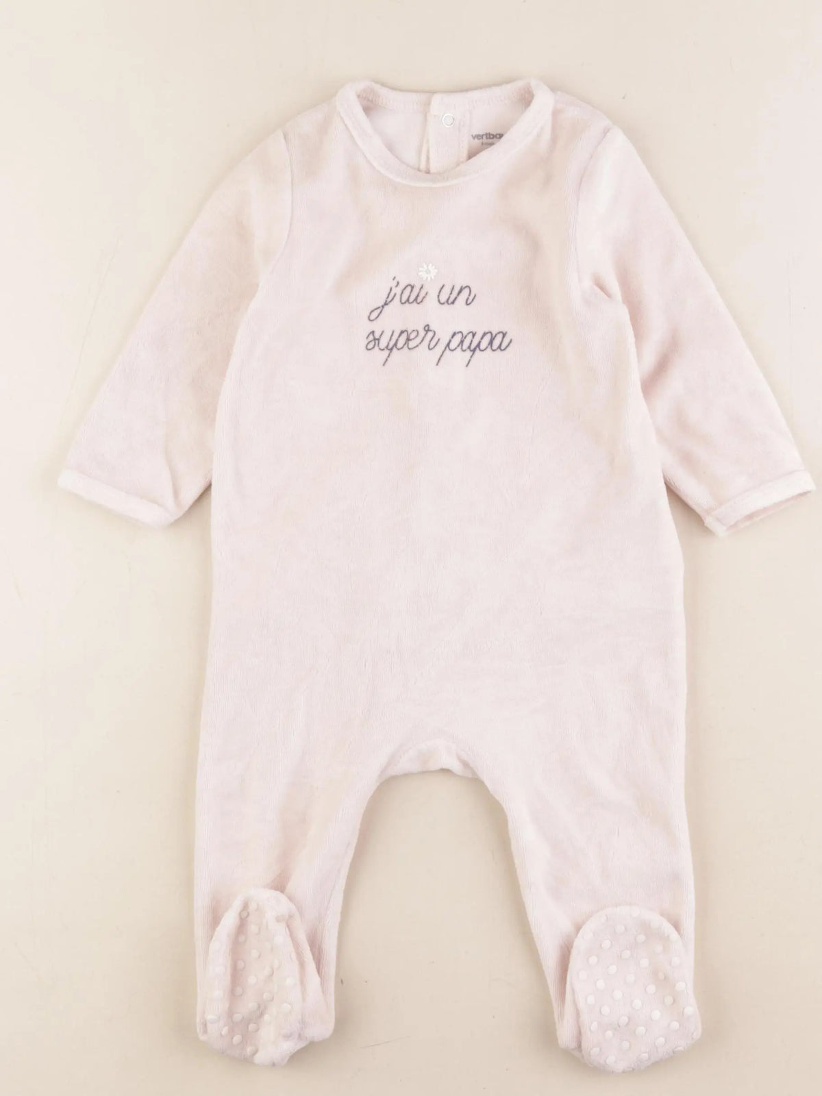 Vertbaudet - pyjama velours rose - 9 mois