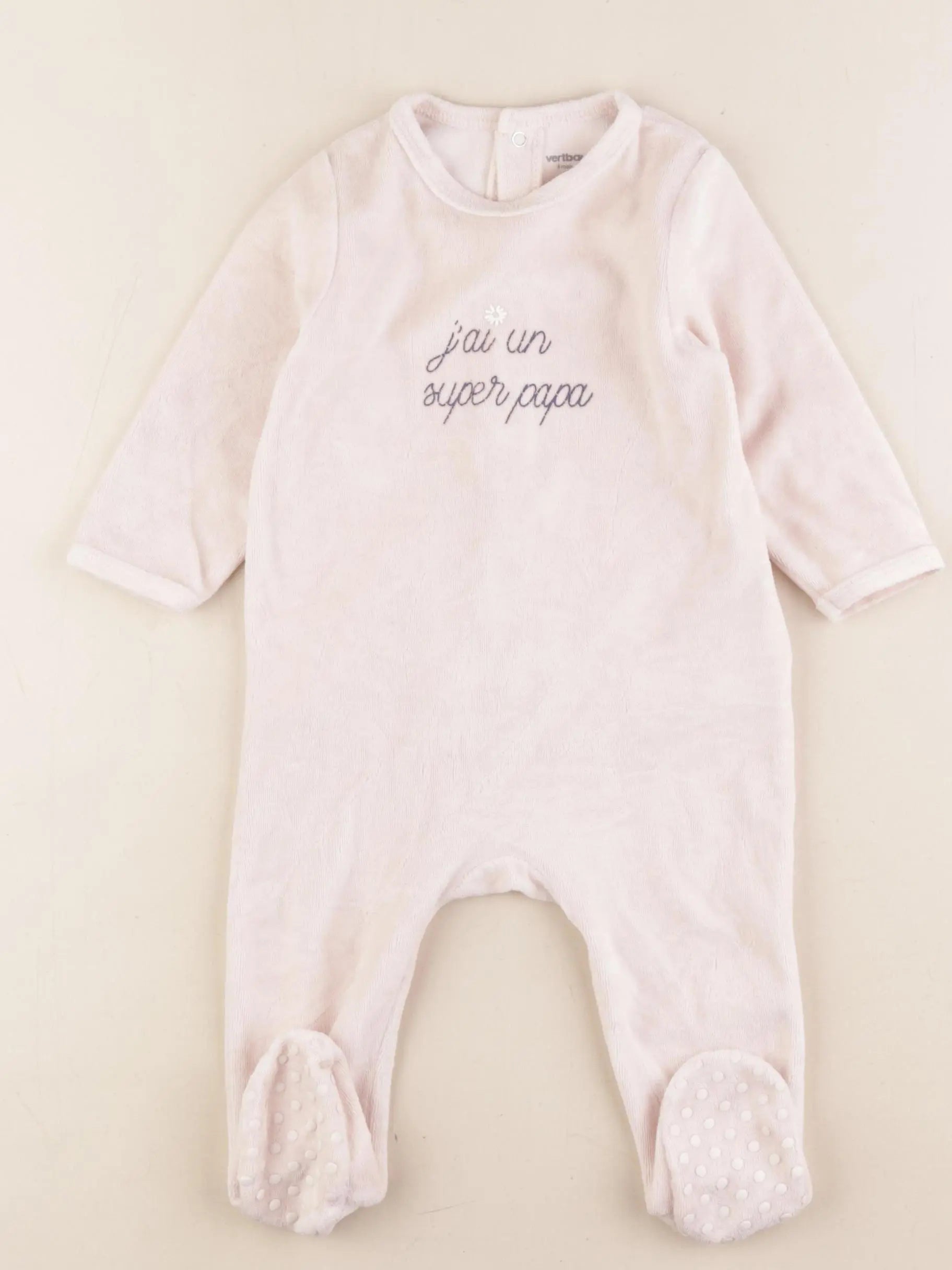Vertbaudet - pyjama velours rose - 9 mois