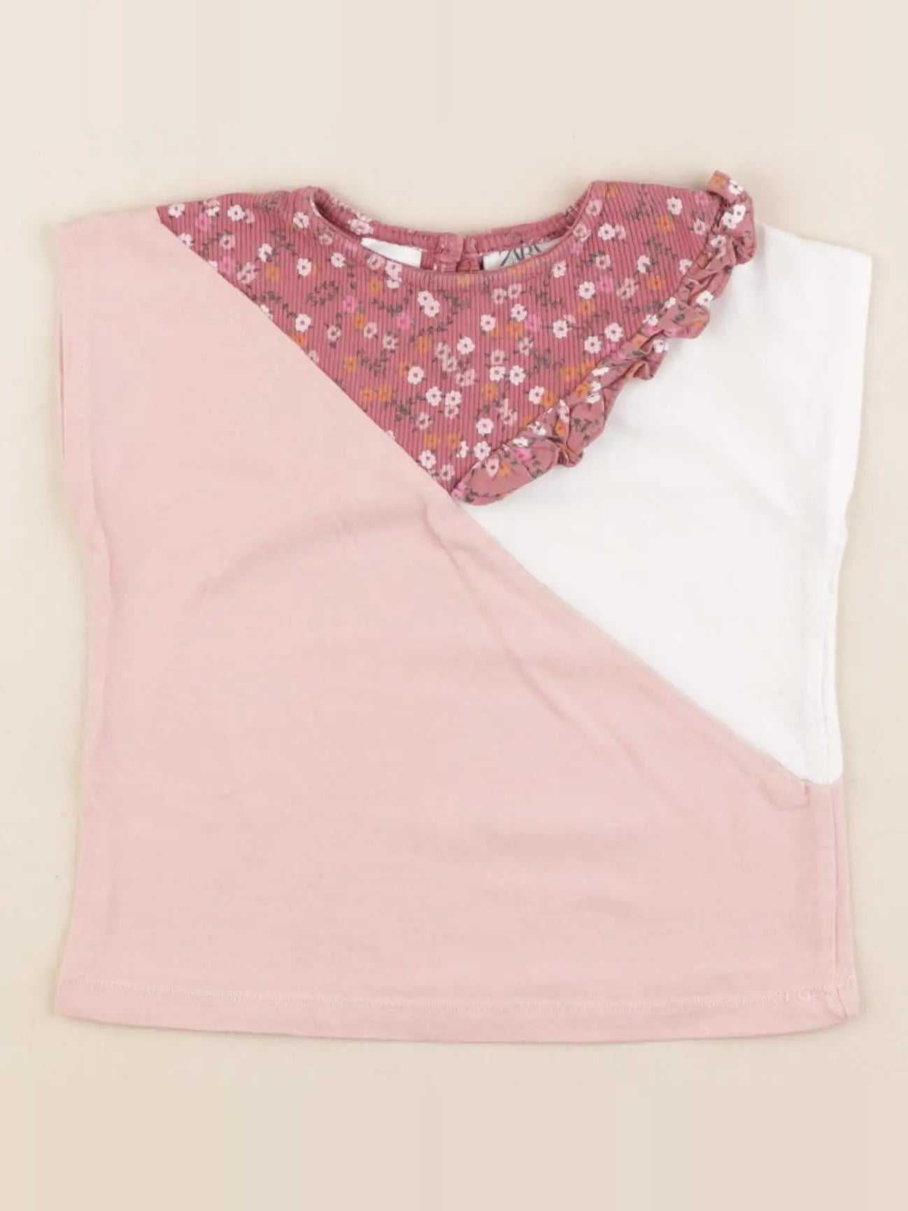Zara - tee-shirt rose - 6/9 mois