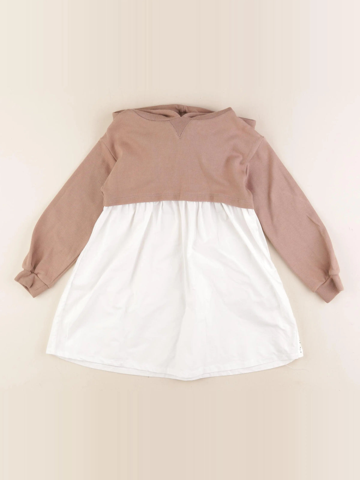 Zara - robe beige, blanc - 4 ans