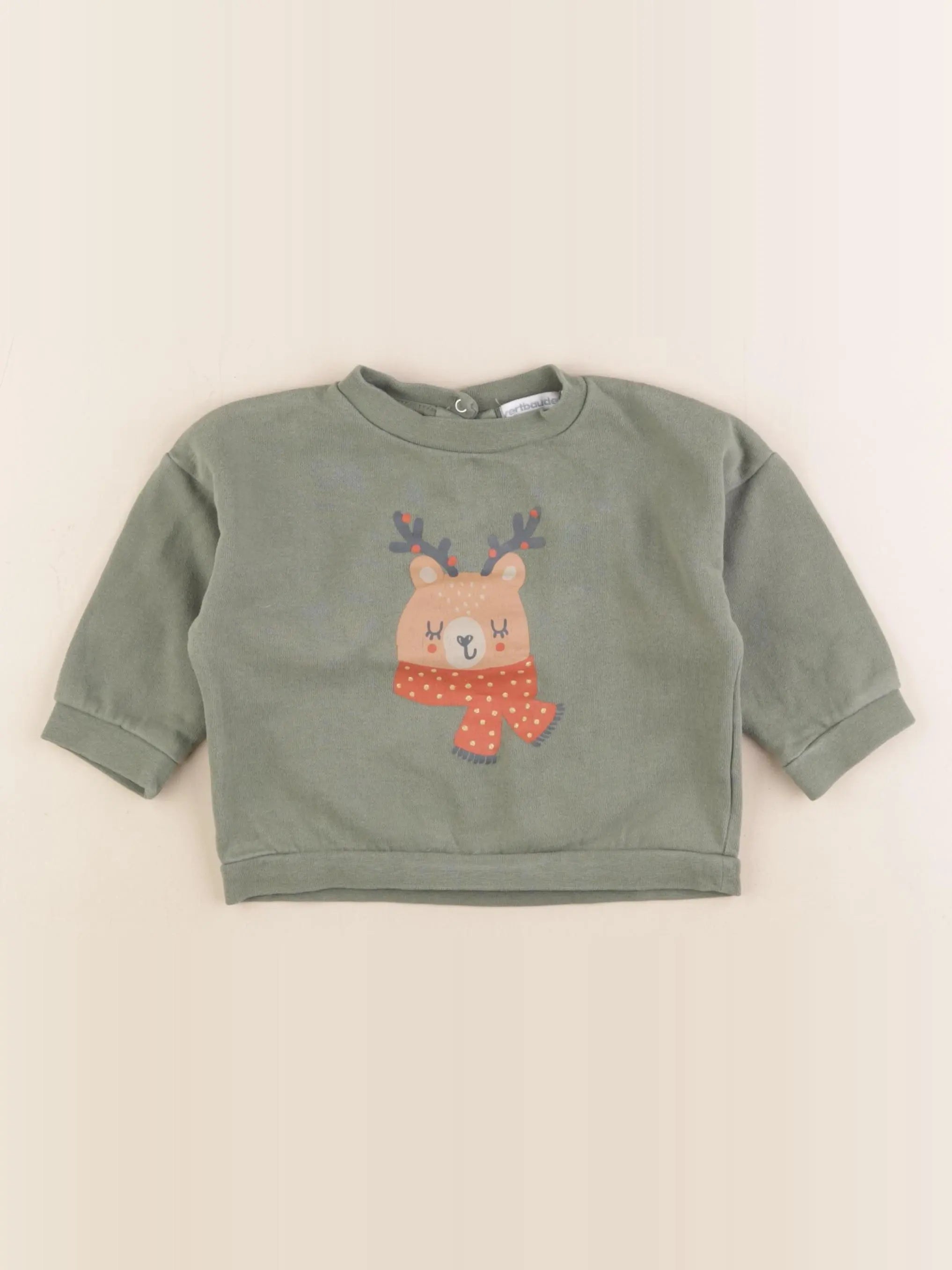 Vertbaudet - sweat vert - 12 mois