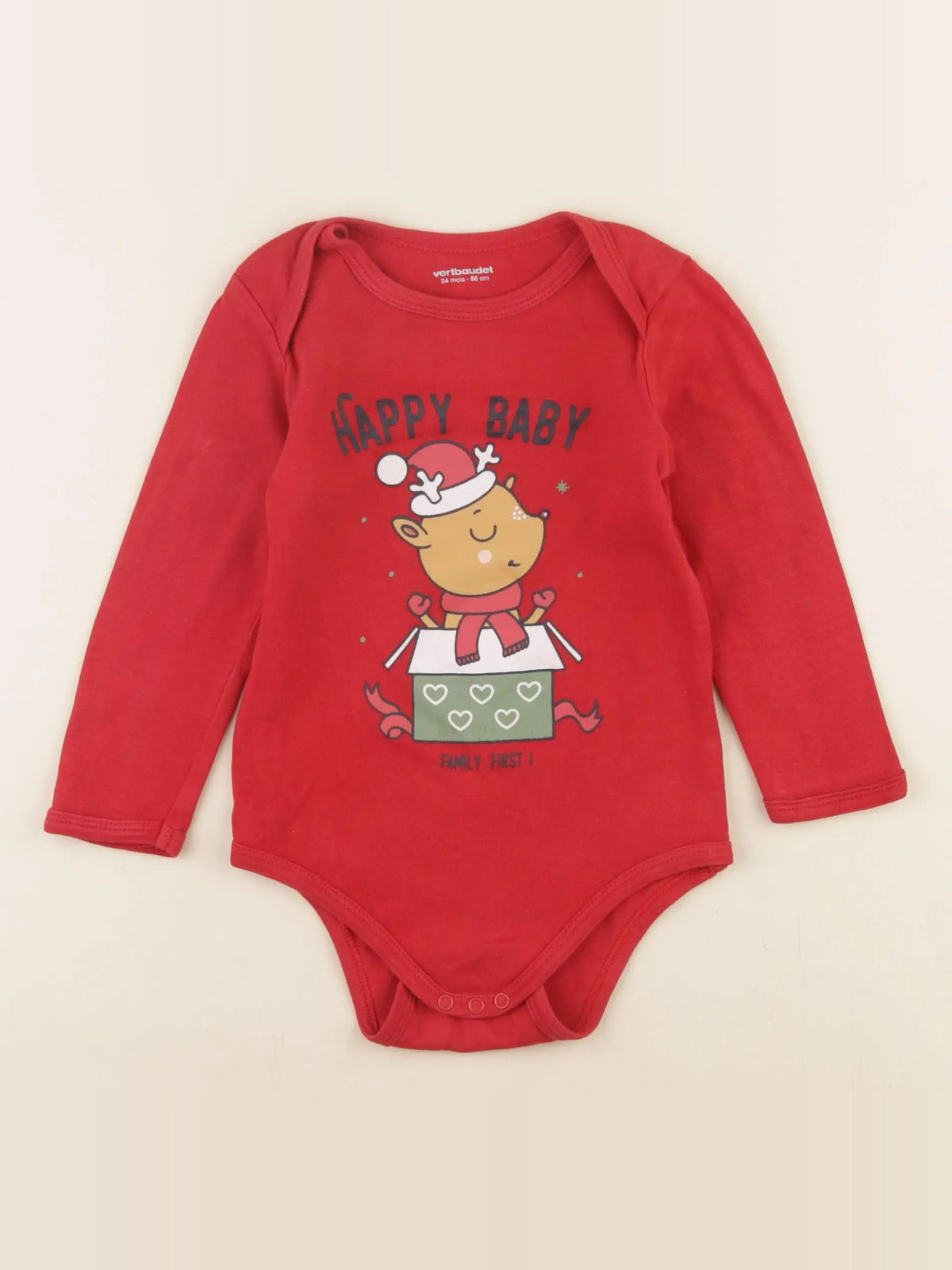 Vertbaudet - body rouge - 24 mois