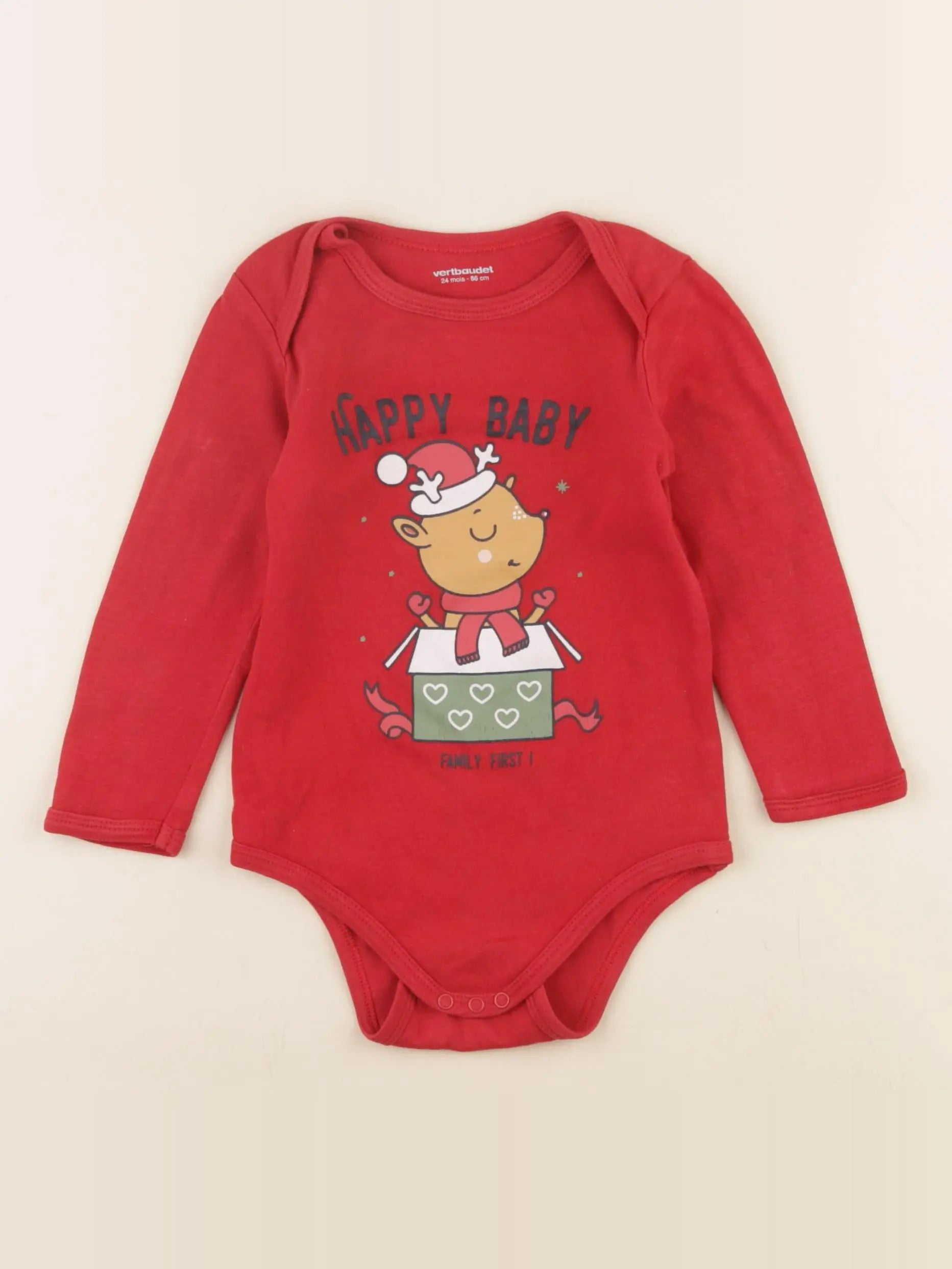 Vertbaudet - body rouge - 24 mois