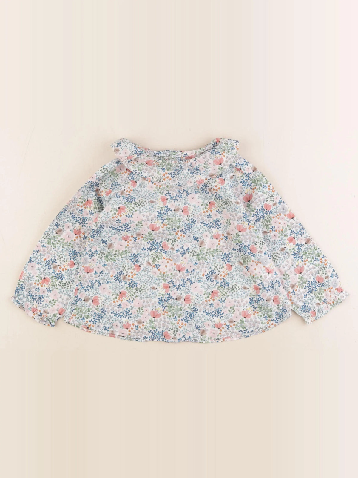 Jacadi - blouse liberty bleu, rose - 24 mois