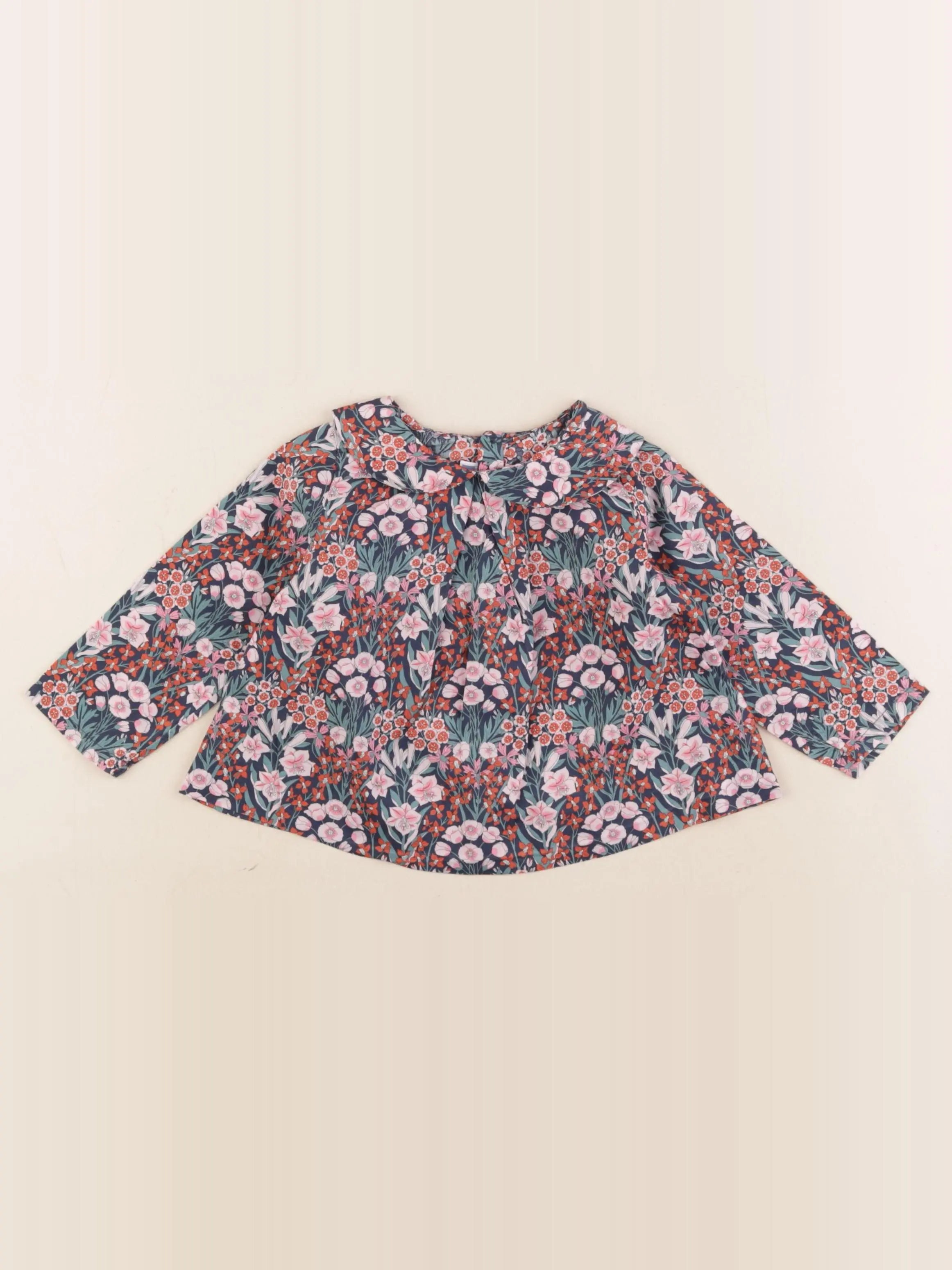 Jacadi - blouse liberty rose, vert - 12 mois