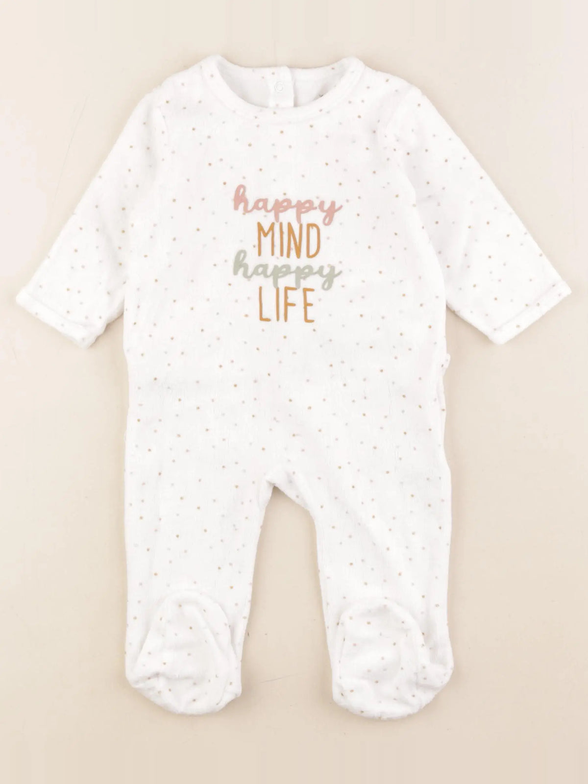 Vertbaudet - pyjama velours blanc - 6 mois