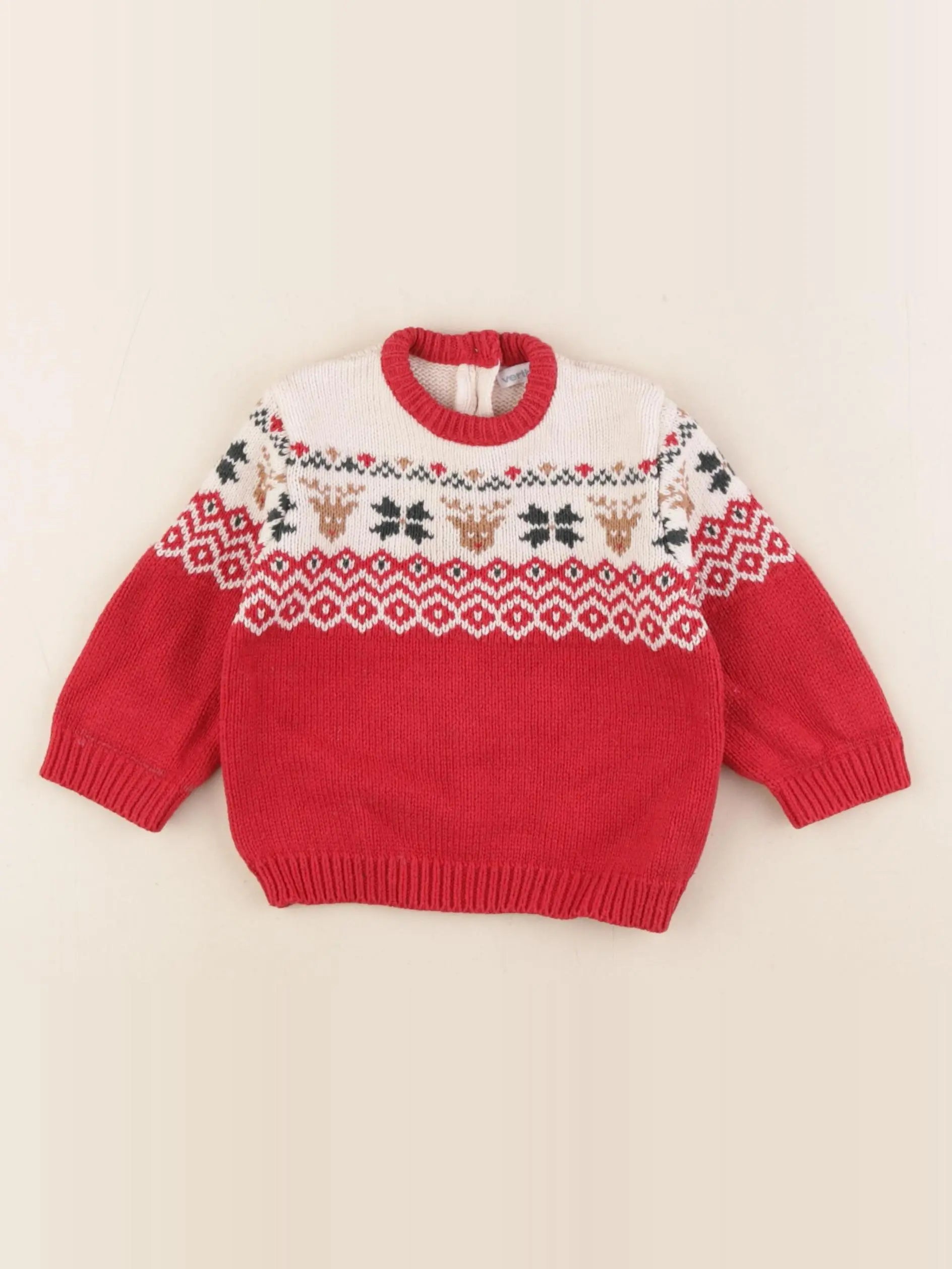 Vertbaudet - pull rouge - 9 mois