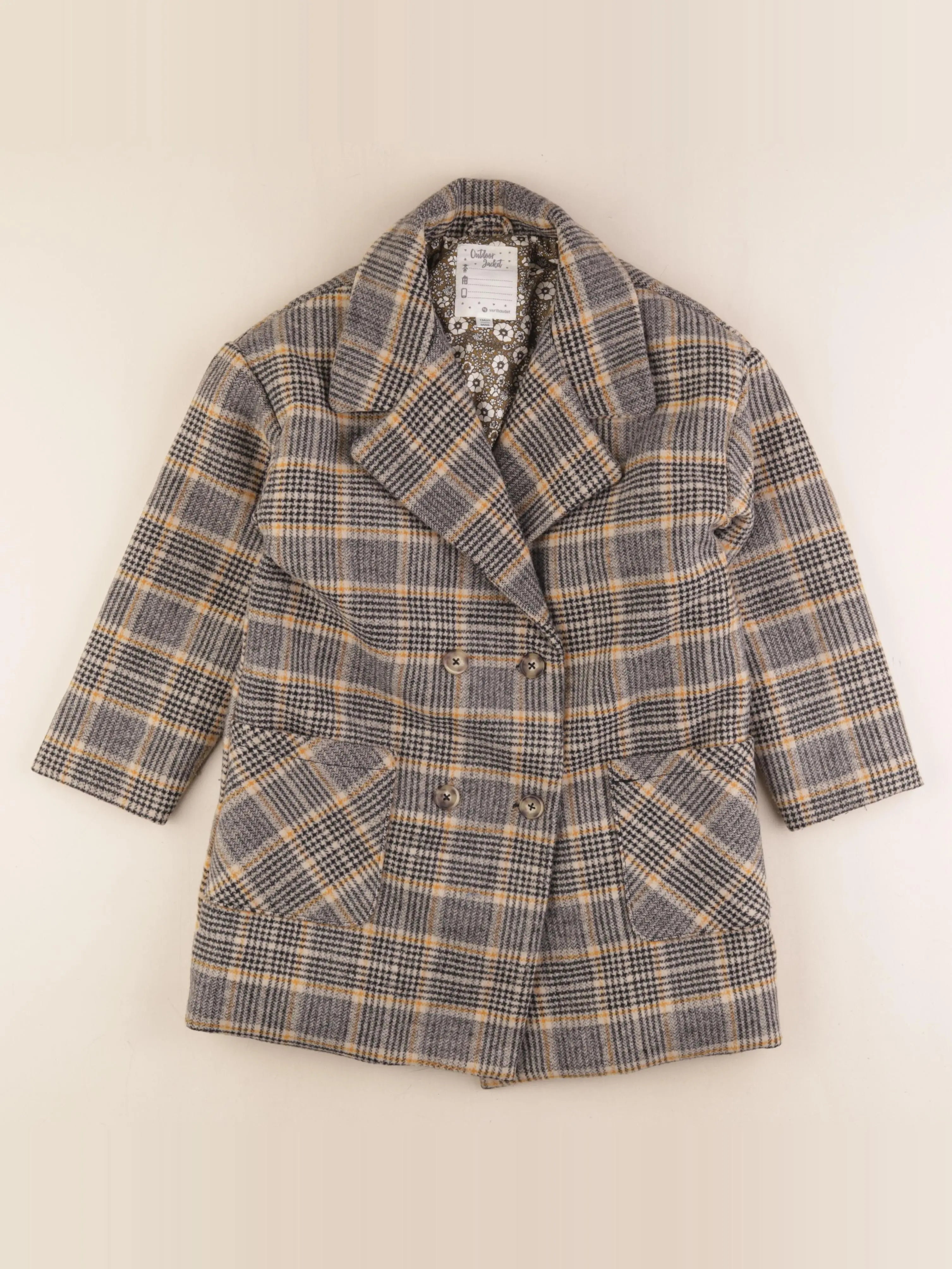 Vertbaudet - manteau noir, jaune - 9 ans