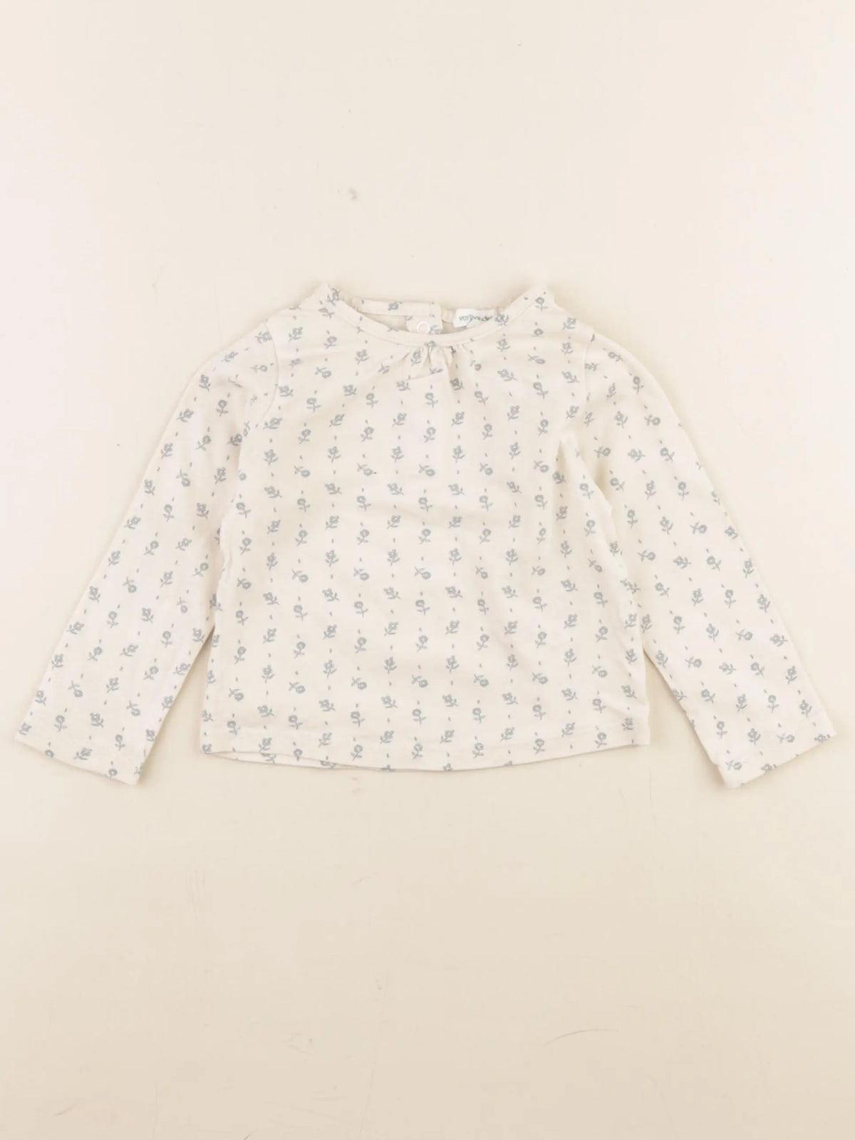 Vertbaudet - tee-shirt beige, bleu - 12 mois
