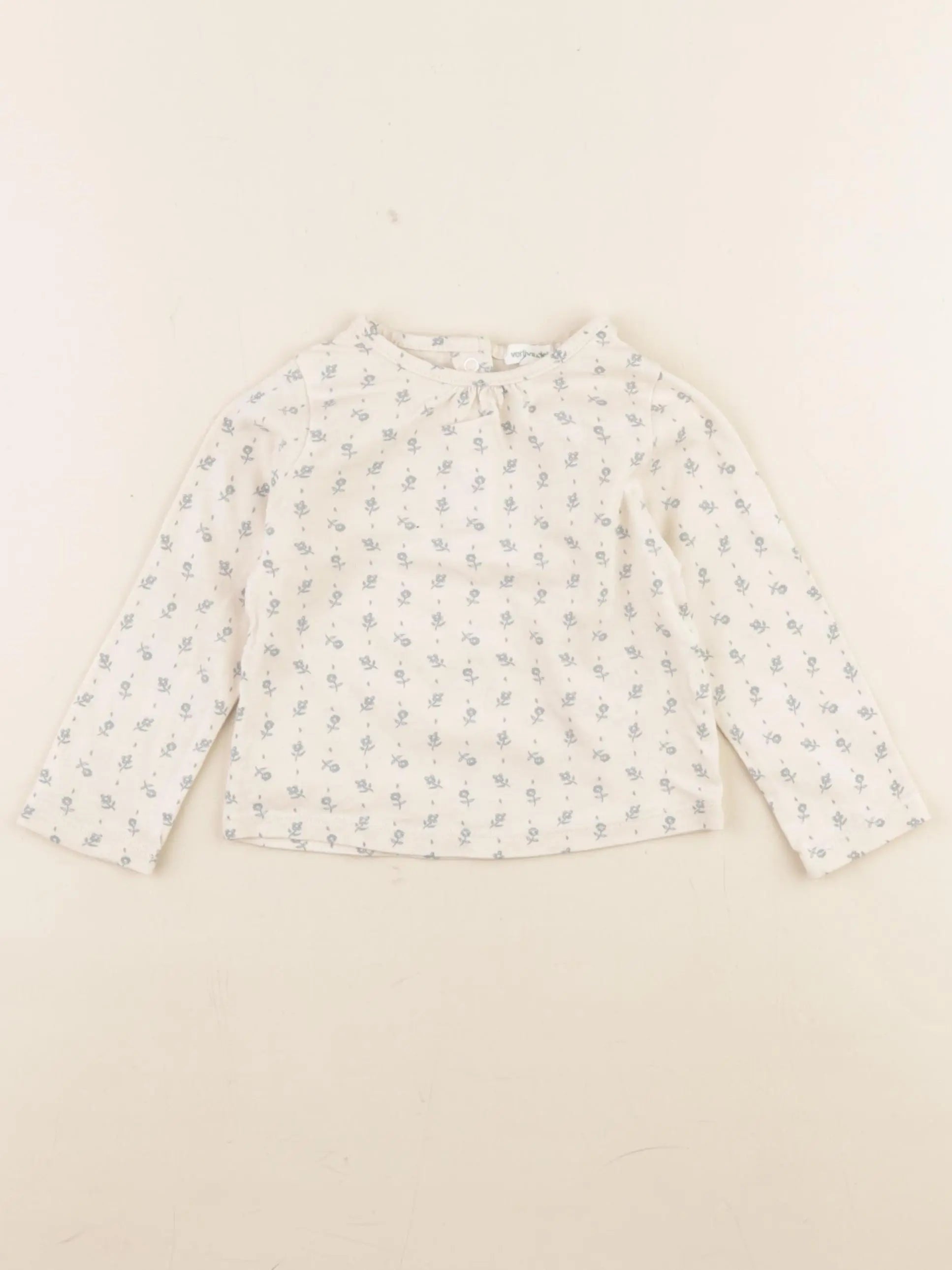Vertbaudet - tee-shirt beige, bleu - 12 mois