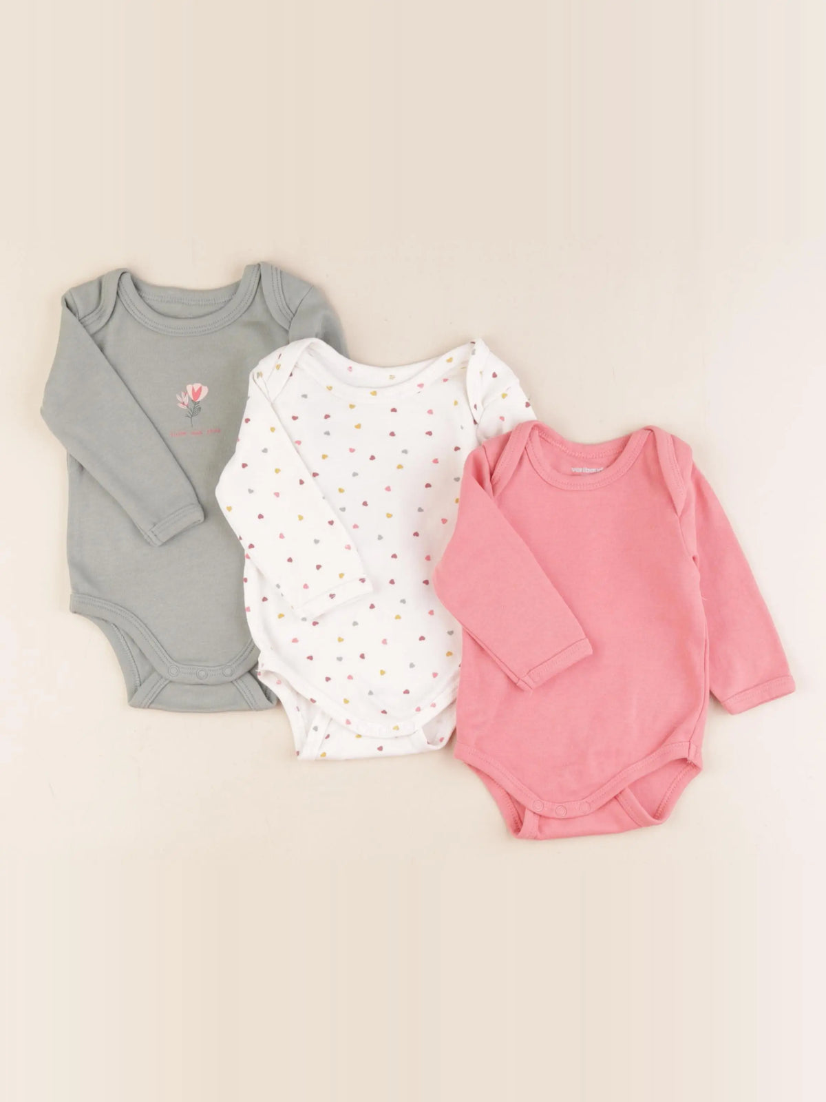 Vertbaudet - lot de 3 bodies en coton multicolore - 3 mois