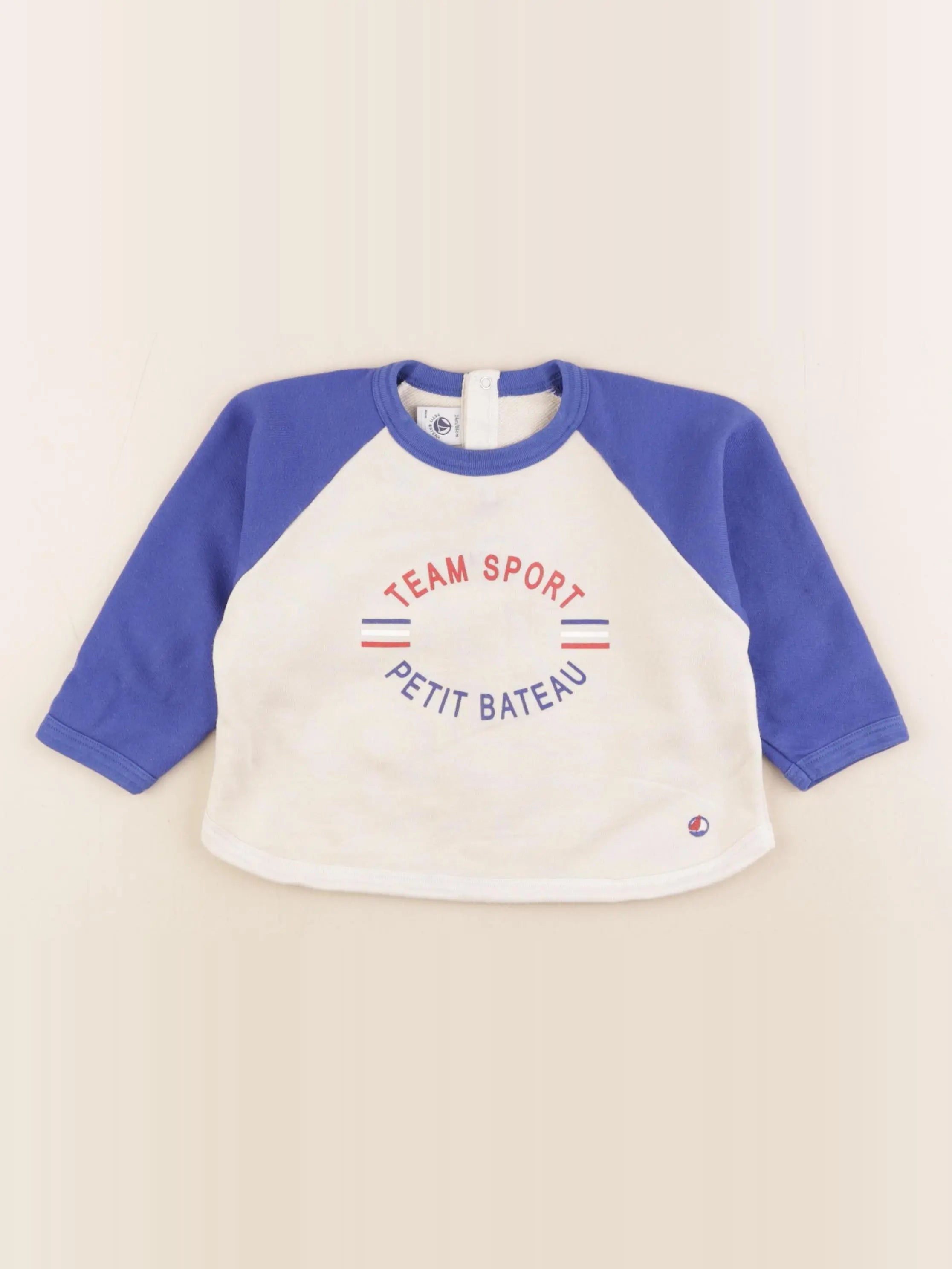 Petit Bateau - sweat beige, bleu - 24 mois
