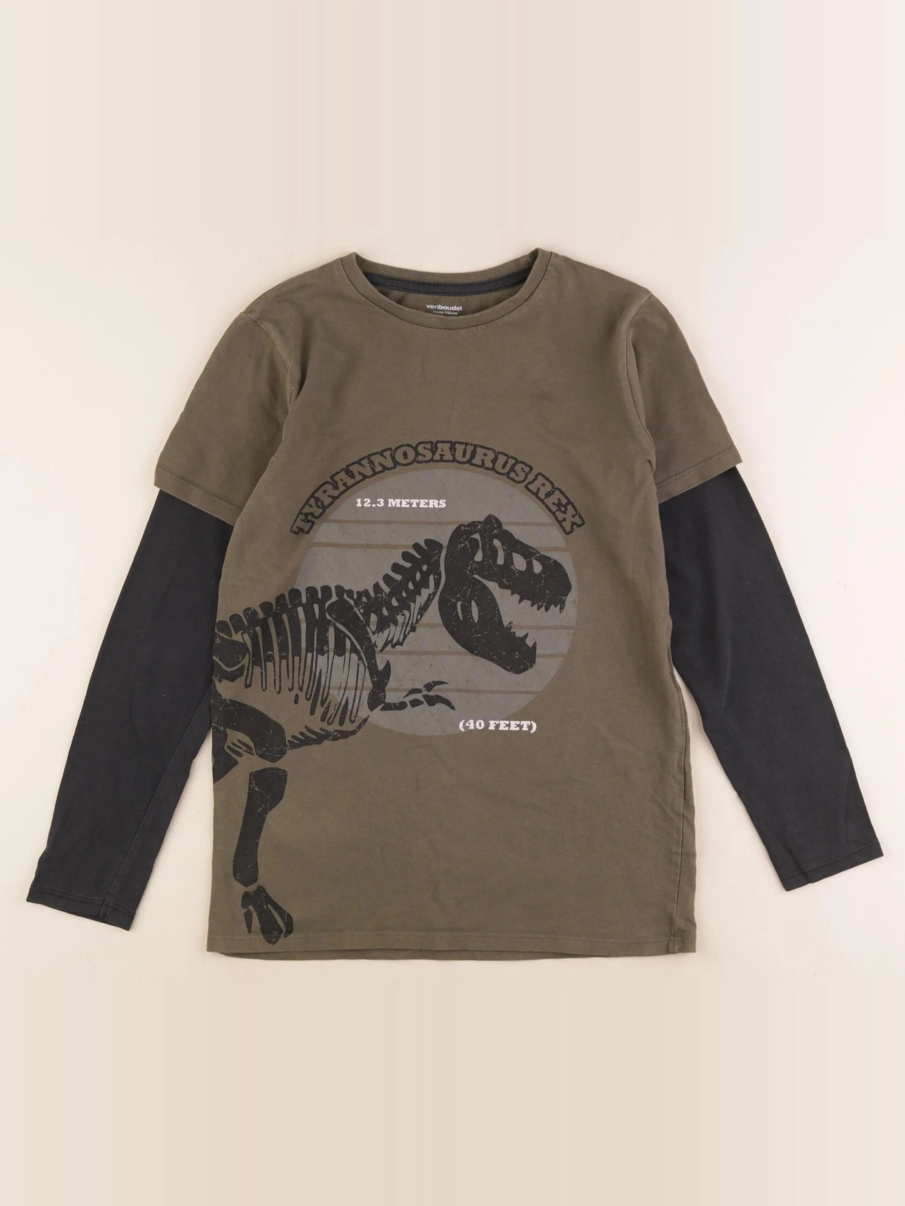 Vertbaudet - tee-shirt marron, noir - 12 ans