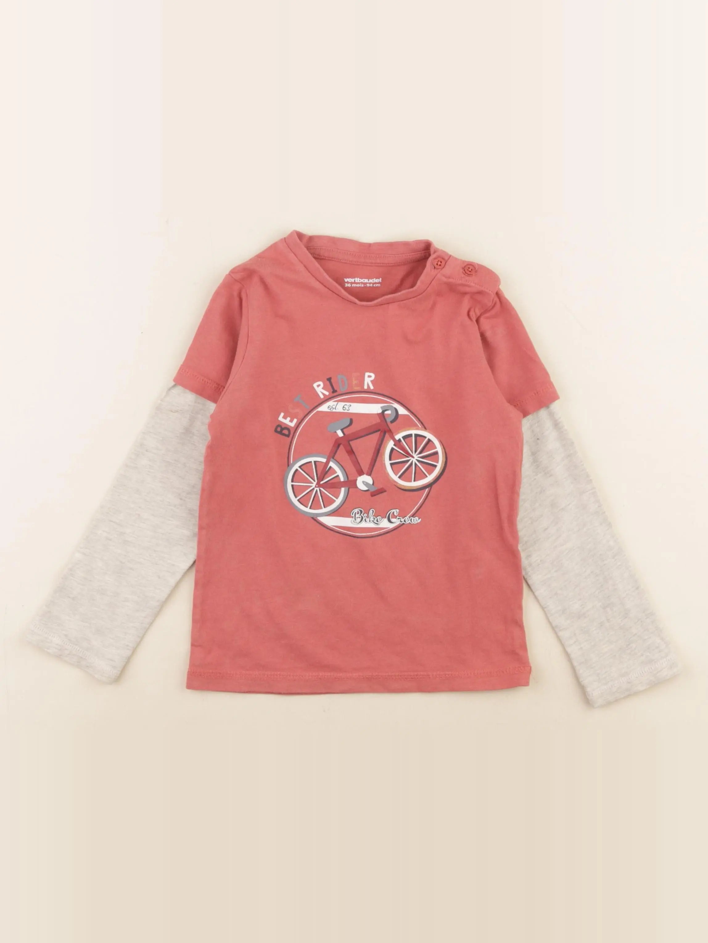 Vertbaudet - tee-shirt rouge - 36 mois
