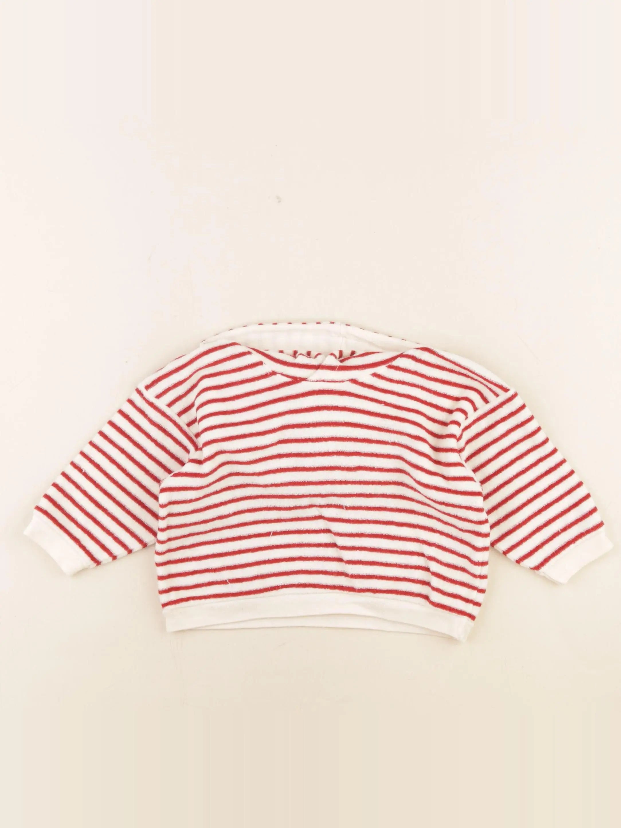 Petit Bateau - sweat blanc, rouge - 6 mois