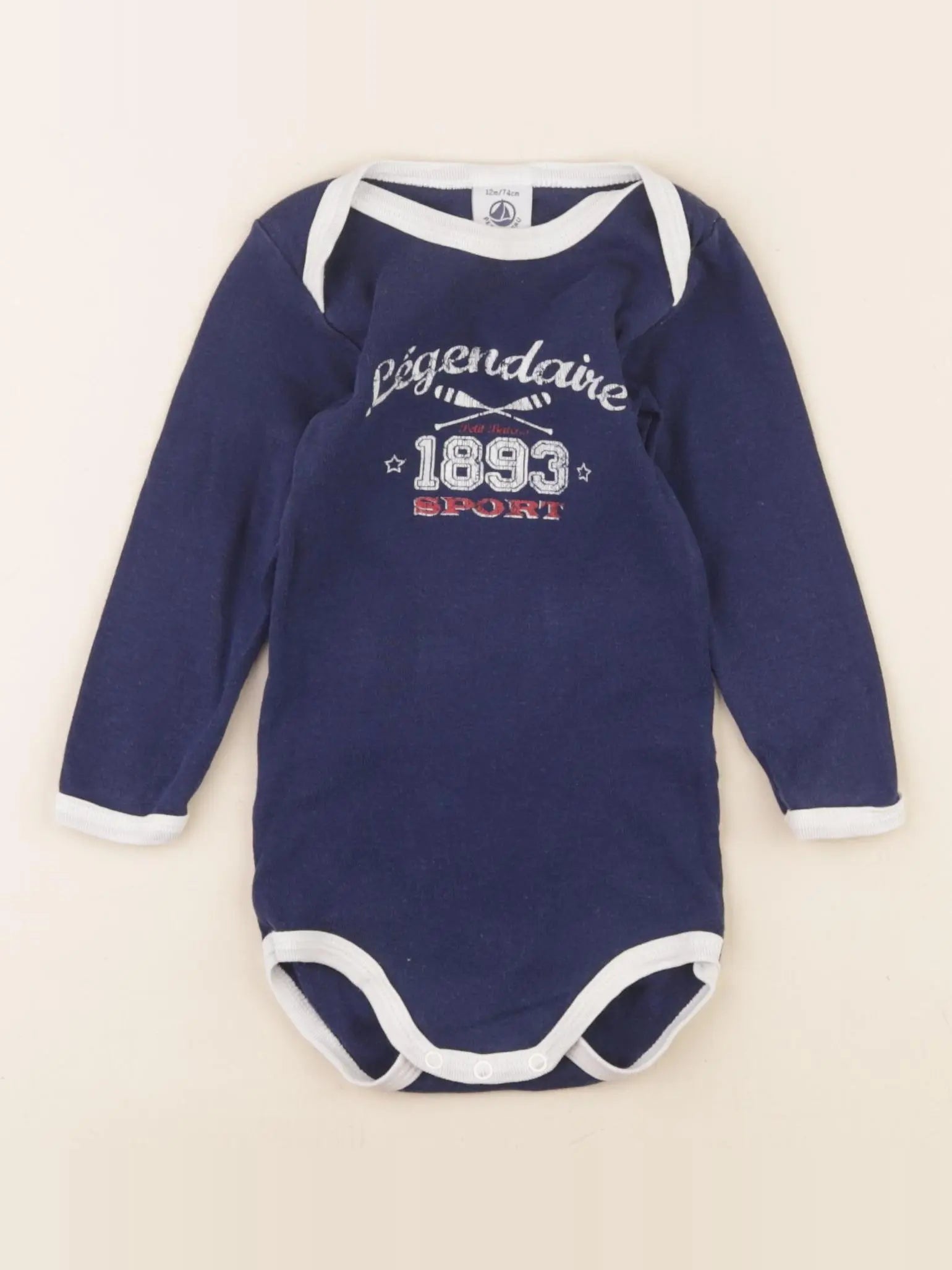 Petit Bateau - body bleu - 12 mois