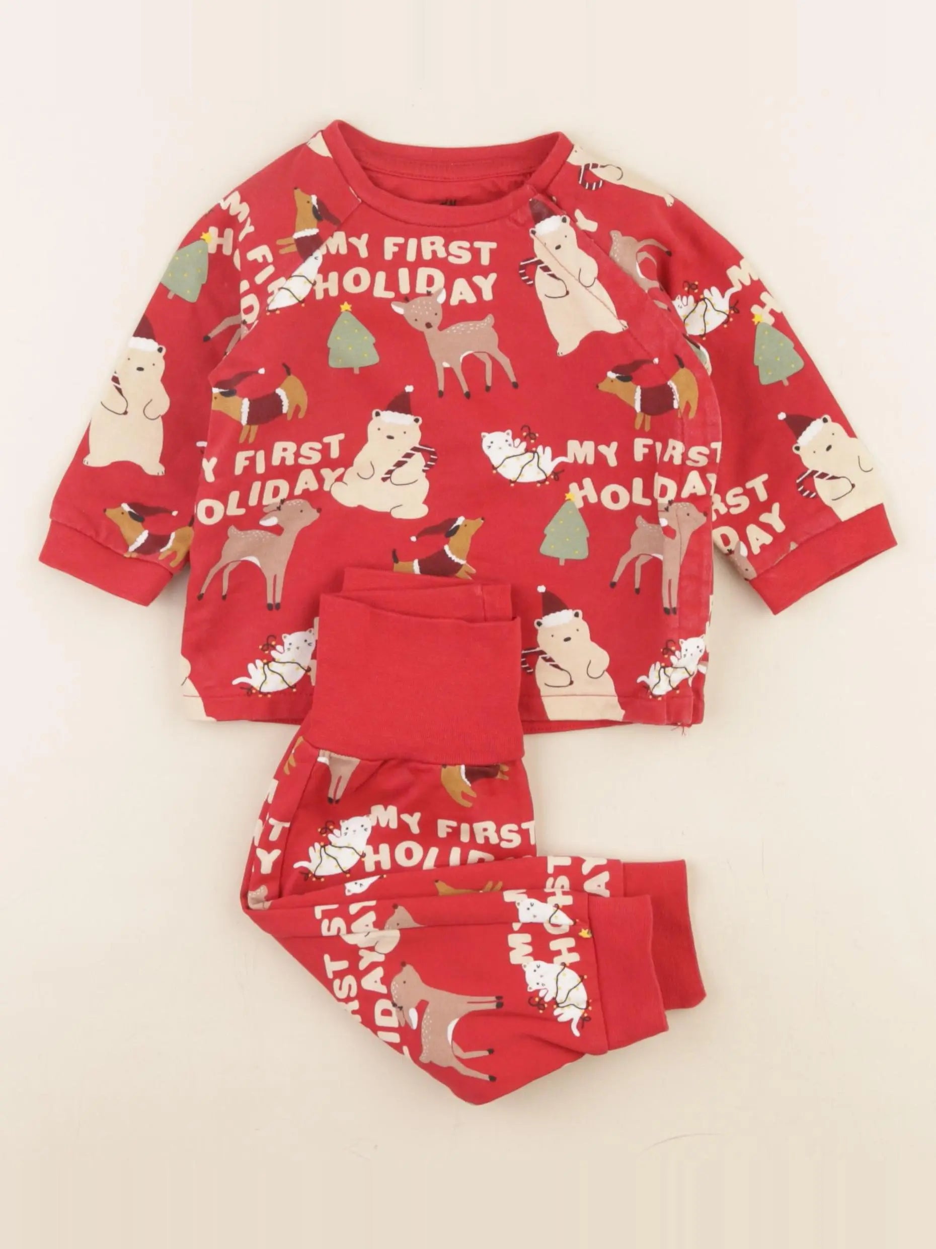 H&M - pyjama coton rouge - 4/6 mois