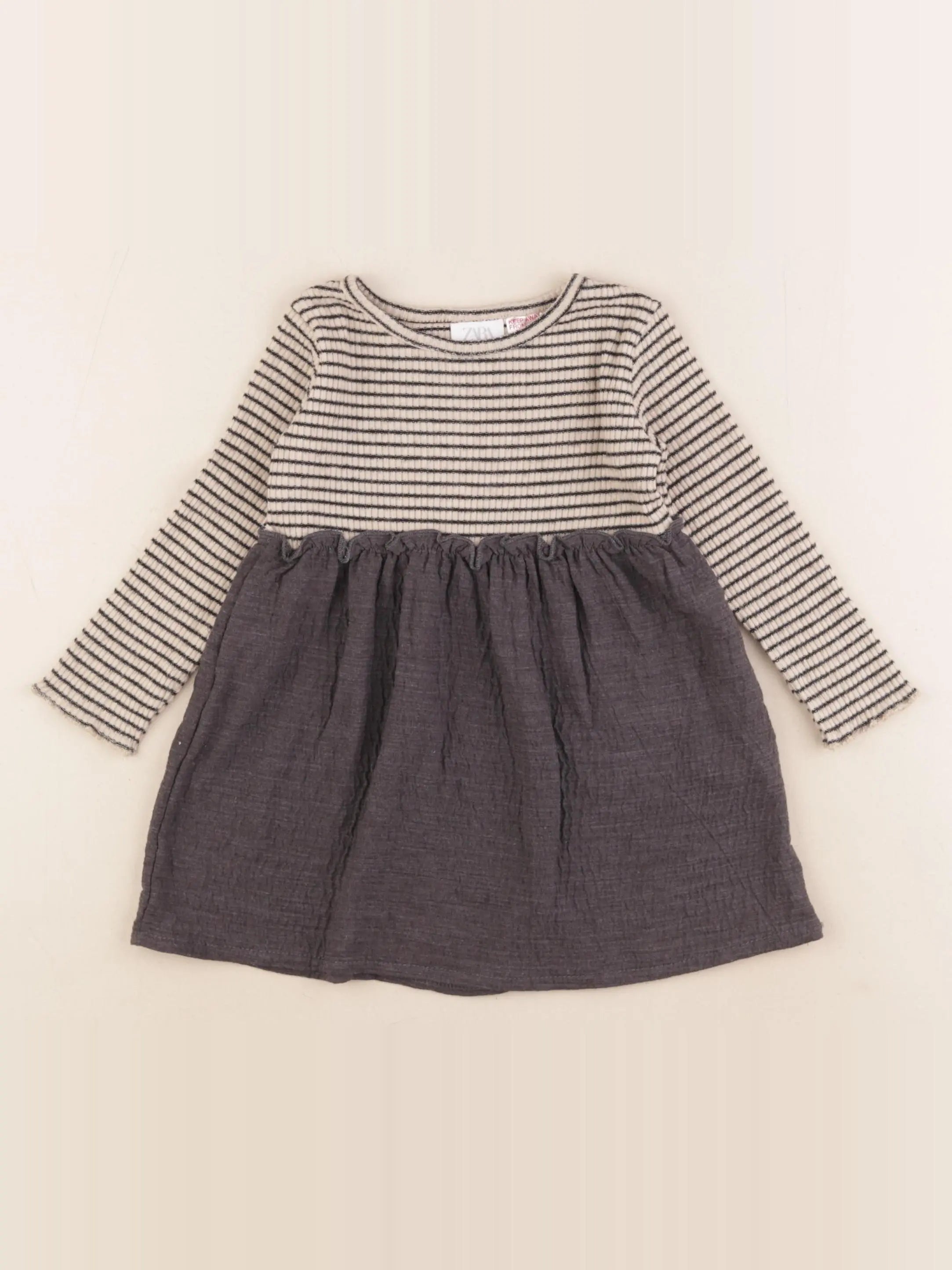 Zara - robe gris - 9/12 mois