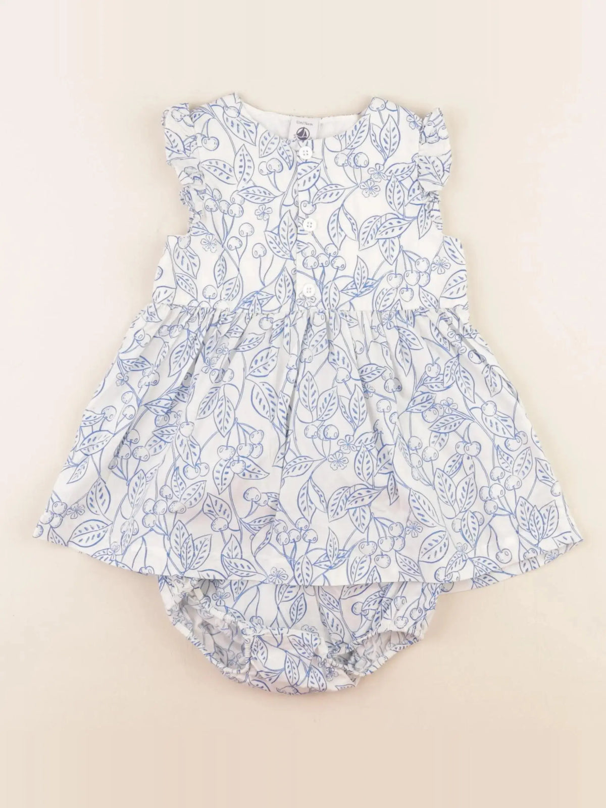 Petit Bateau - robe bleu, blanc - 12 mois
