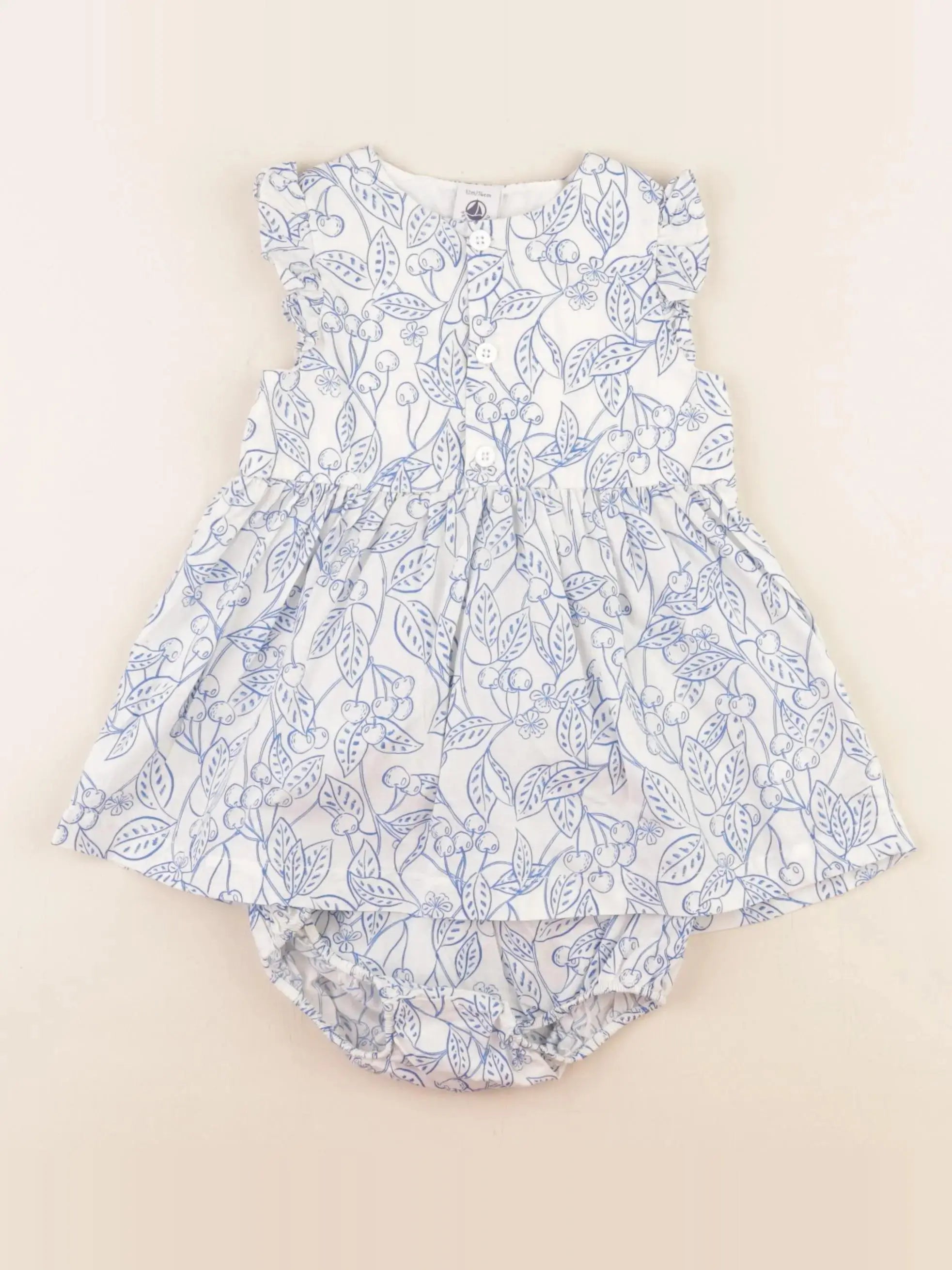 Petit Bateau - robe bleu, blanc - 12 mois
