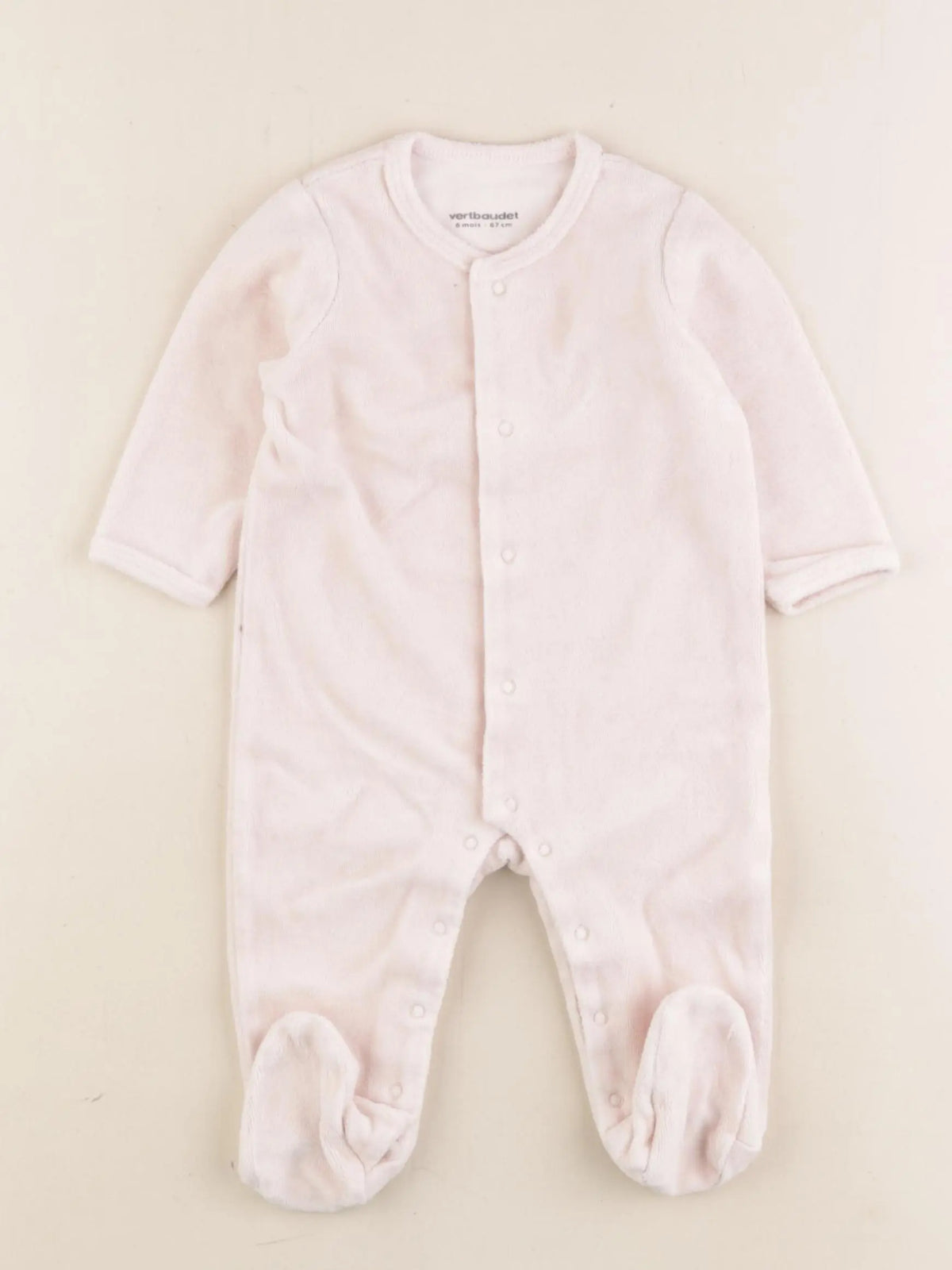 Vertbaudet - pyjama velours rose - 6 mois