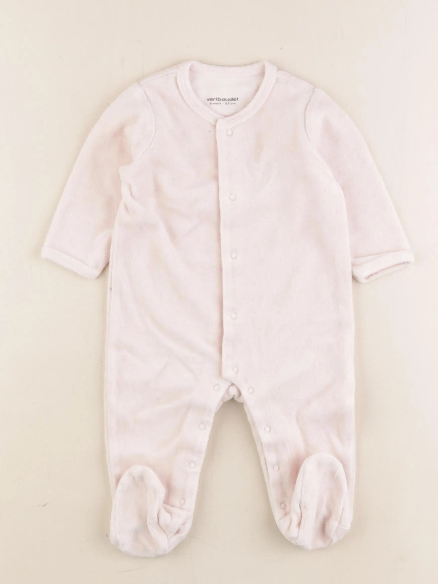 Vertbaudet - pyjama velours rose - 6 mois