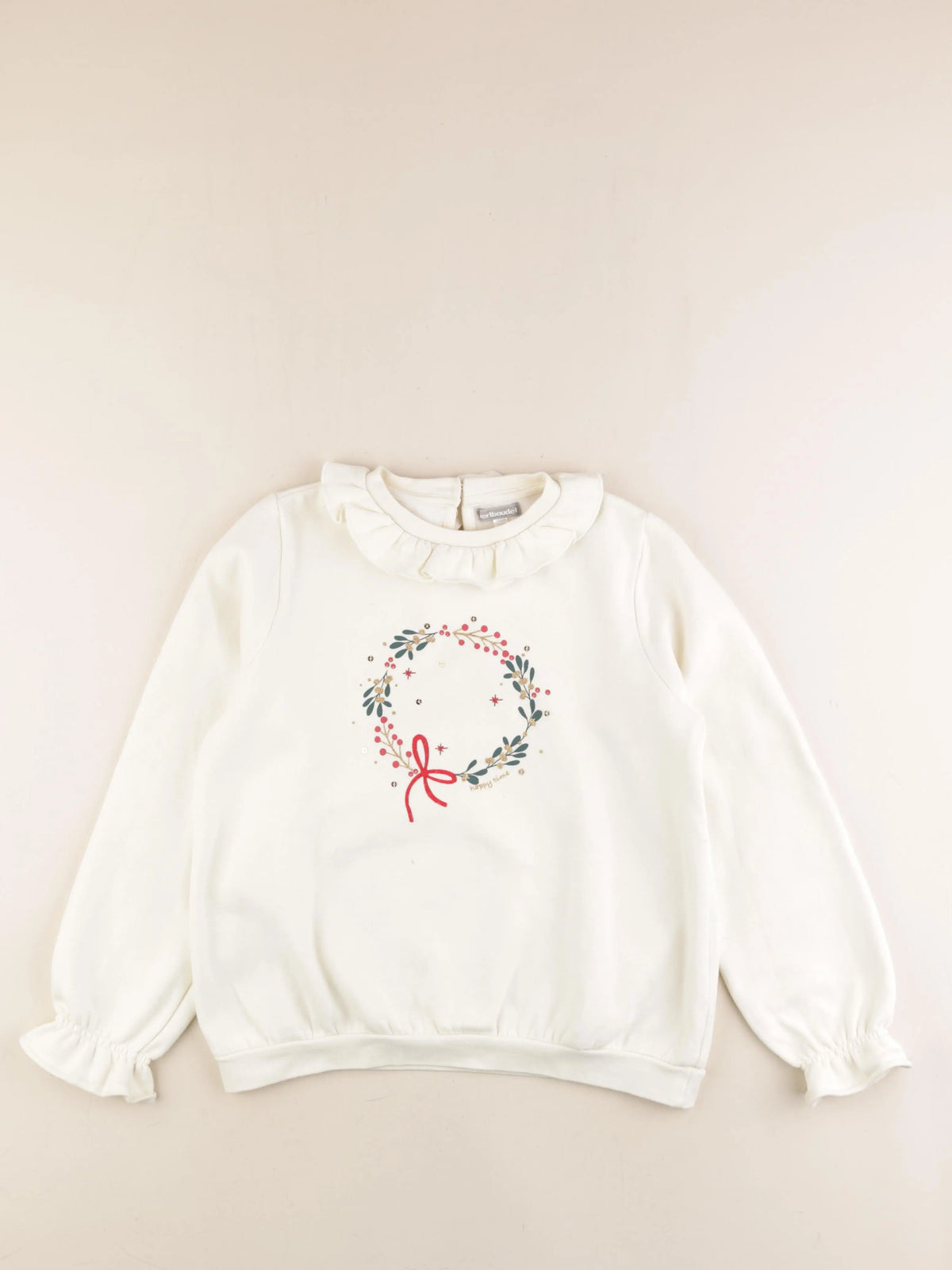 Vertbaudet - sweat beige - 12 ans