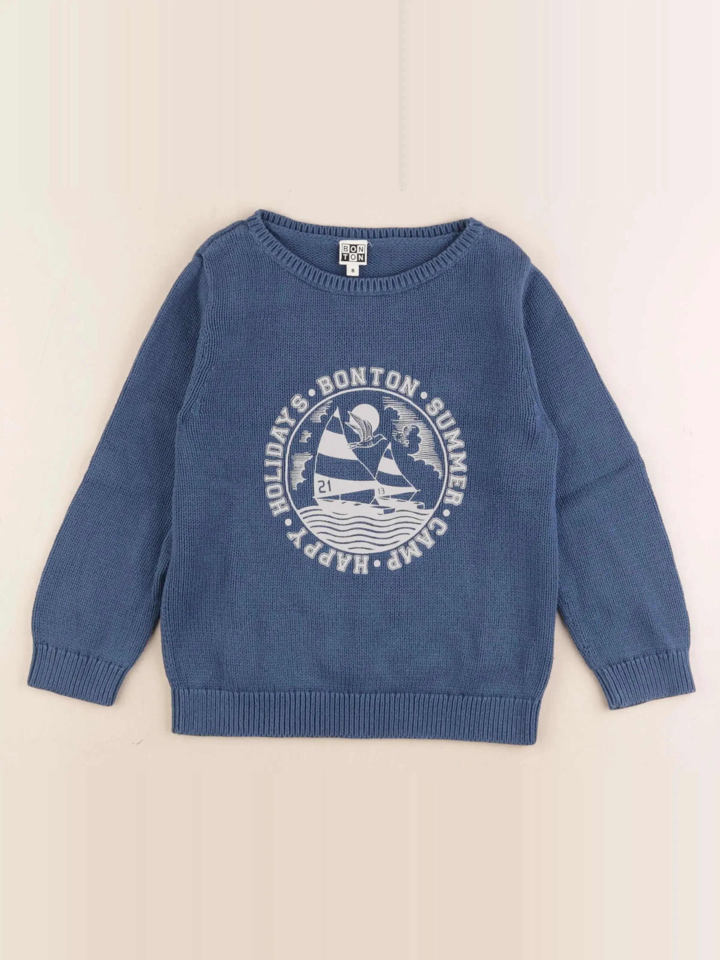 Bonton - pull bleu - 8 ans