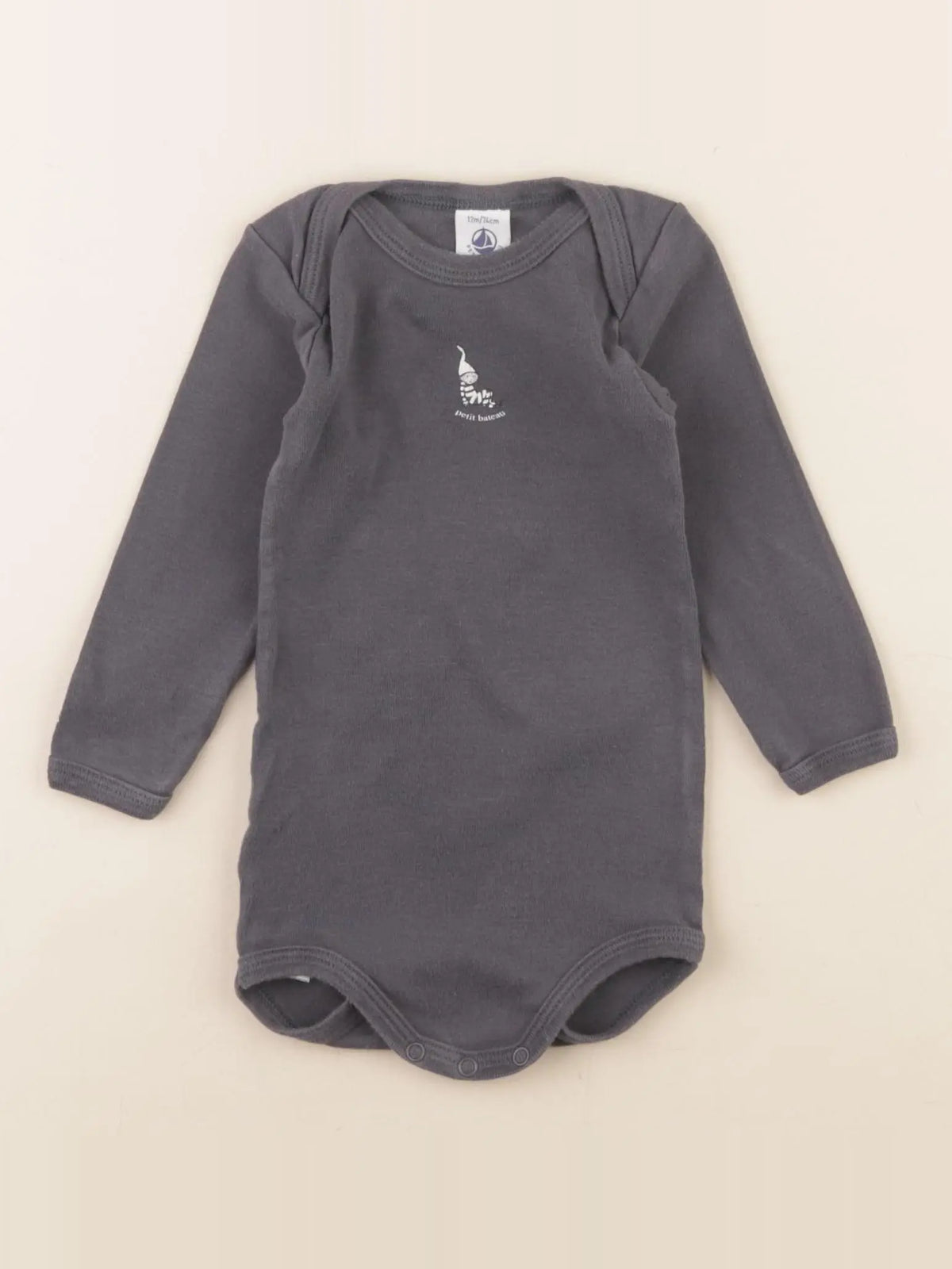 Petit Bateau - body gris - 12 mois