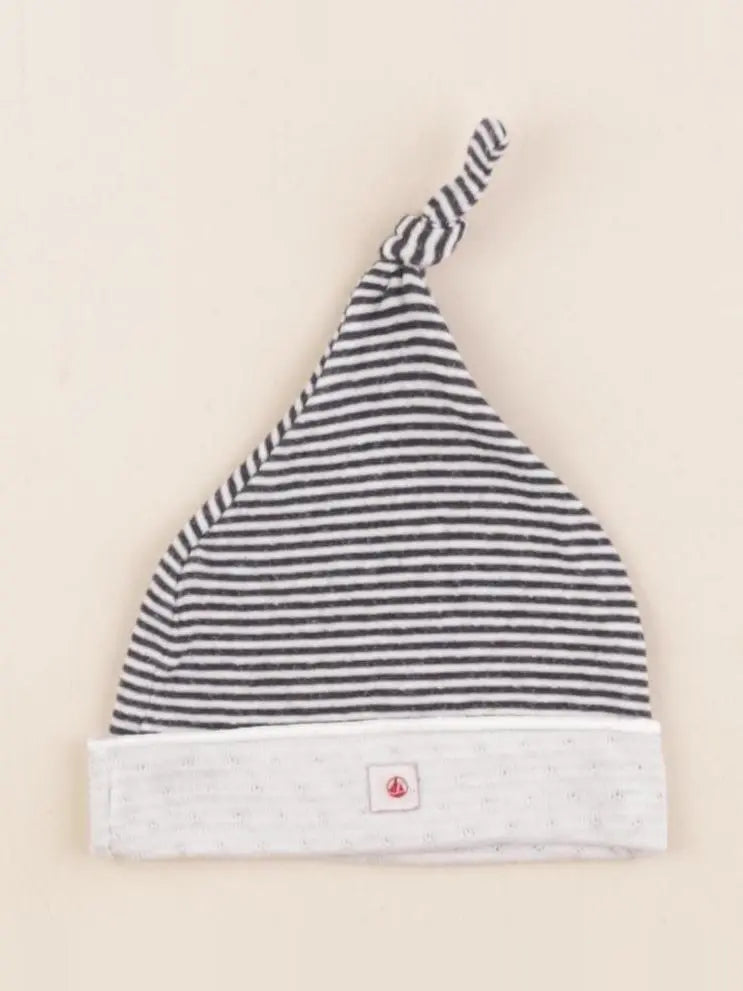 Petit Bateau - bonnet de naissance bleu, gris - 0 mois