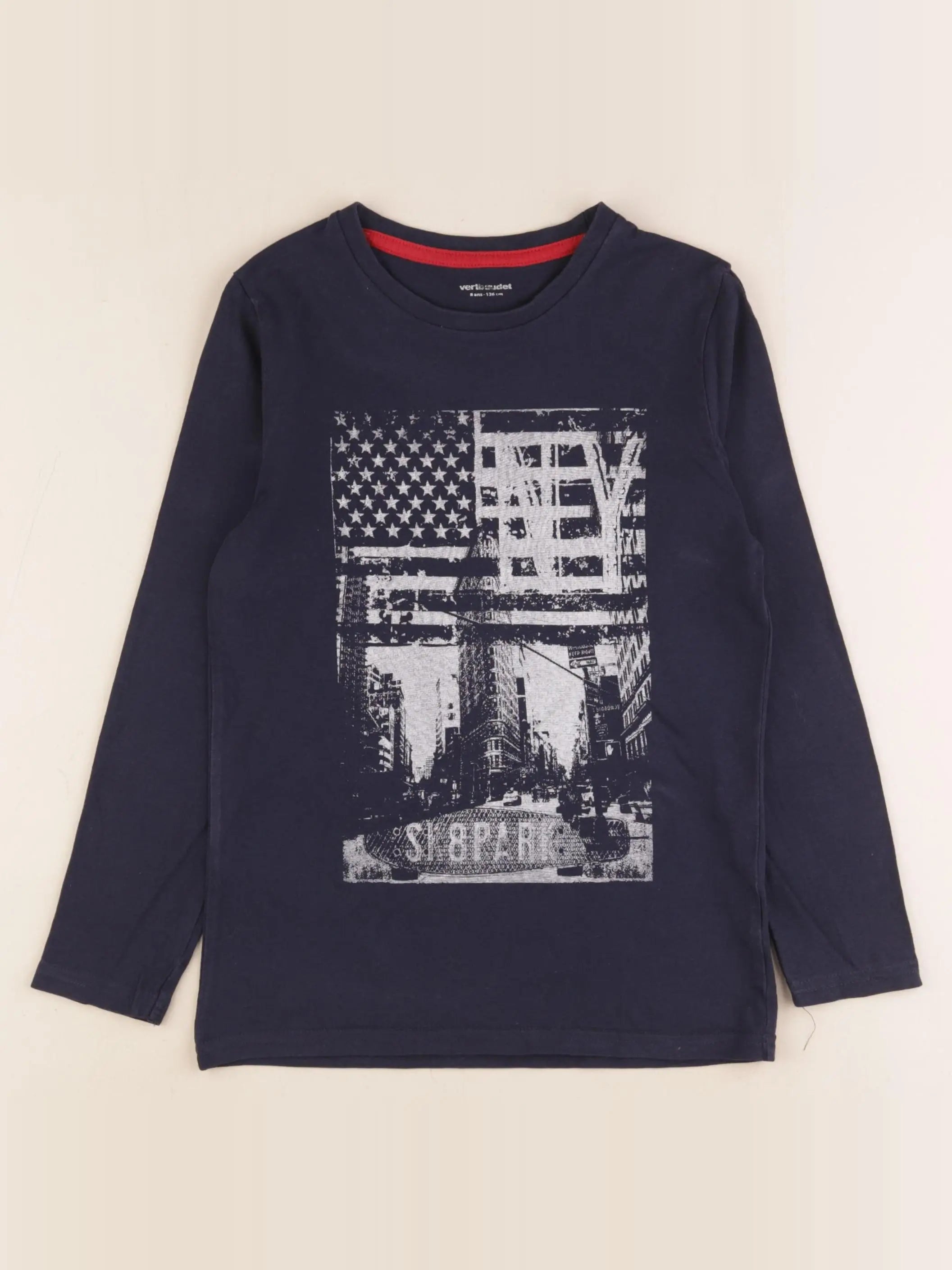 Vertbaudet - tee-shirt bleu - 8 ans