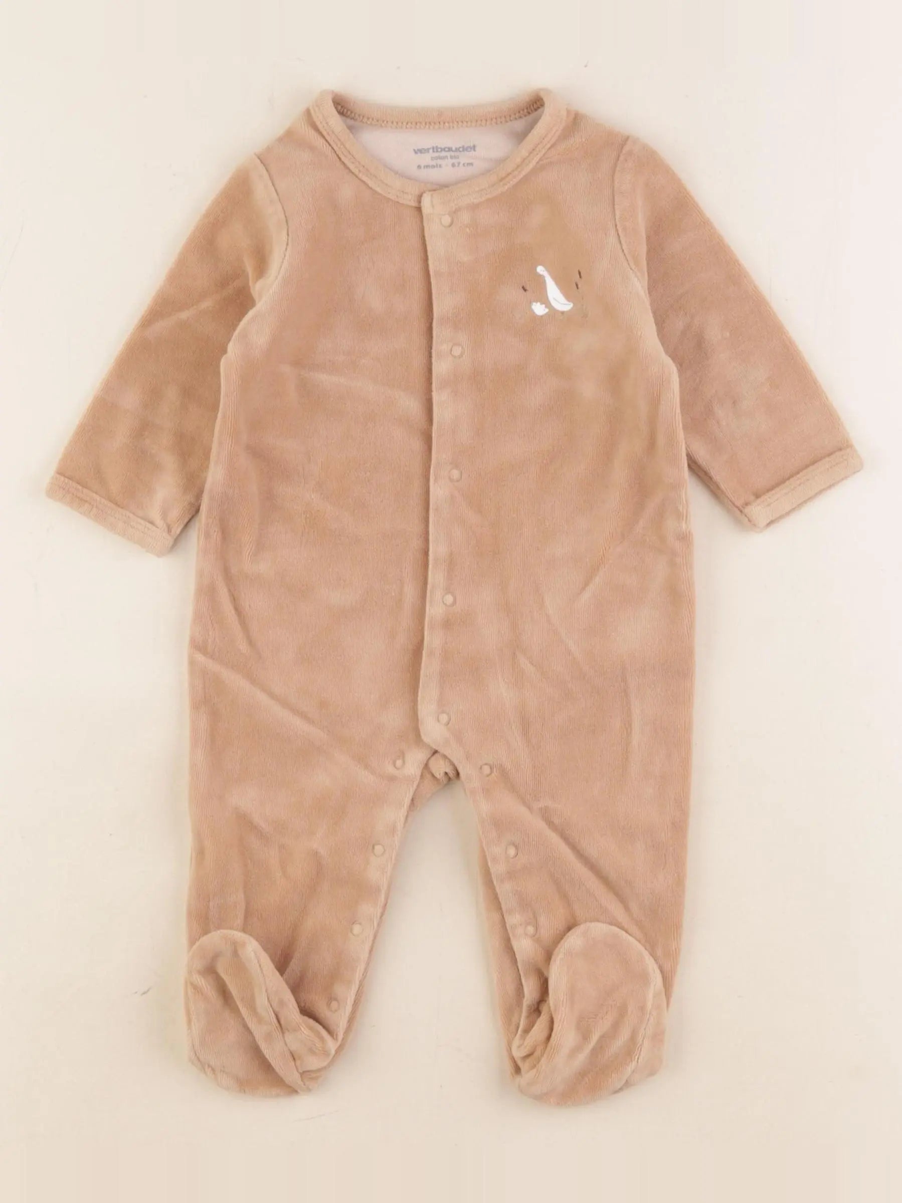 Vertbaudet - pyjama velours marron - 6 mois