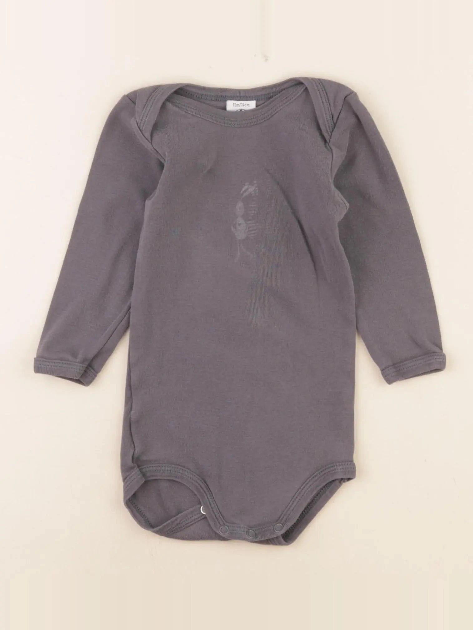 Petit Bateau - body gris - 12 mois