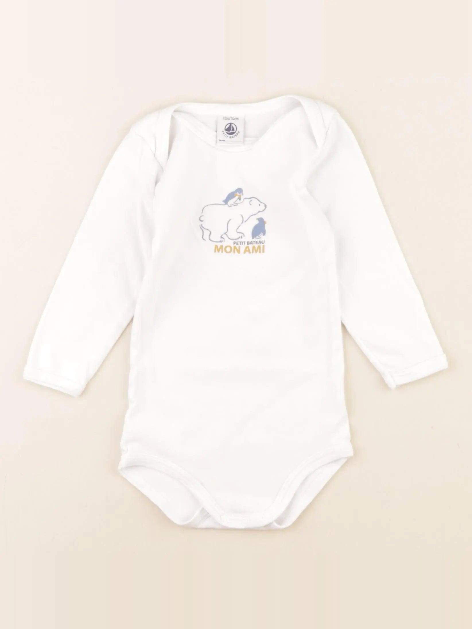 Petit Bateau - body blanc - 12 mois