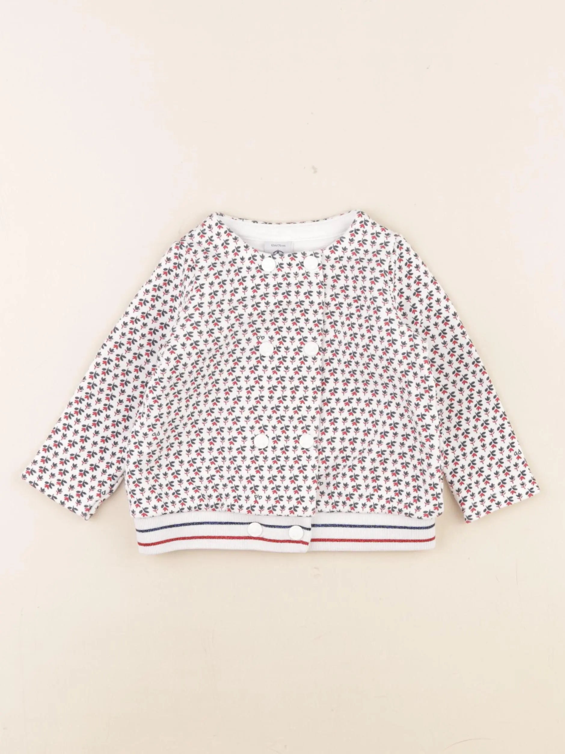 Petit Bateau - sweat bleu, rouge - 12 mois