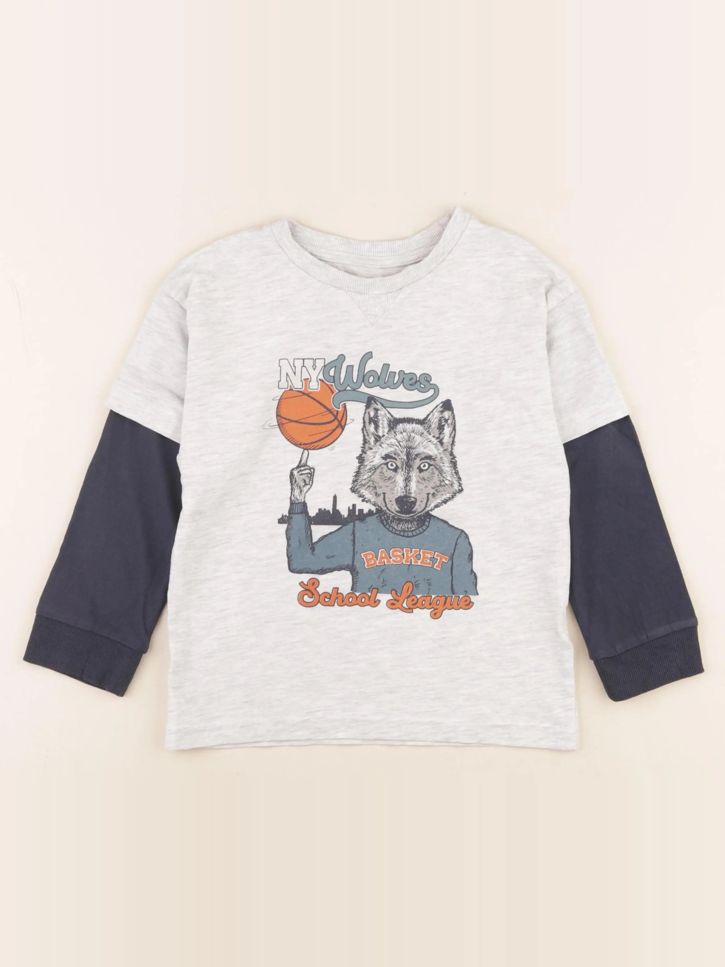 Vertbaudet - tee-shirt gris - 6 ans