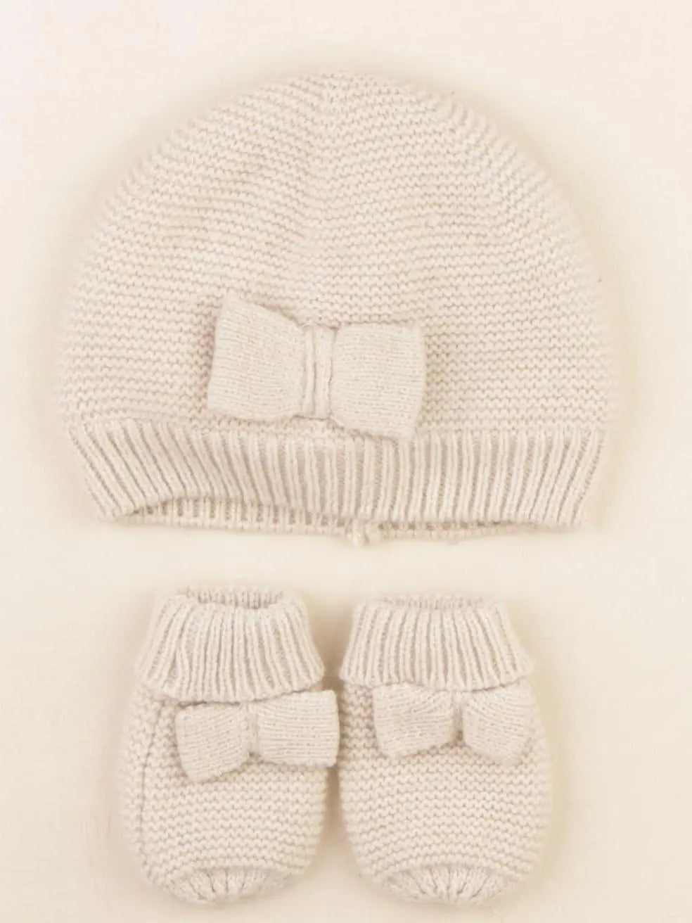 Vertbaudet - ensemble bonnet/moufles beige, or - 12/18 mois