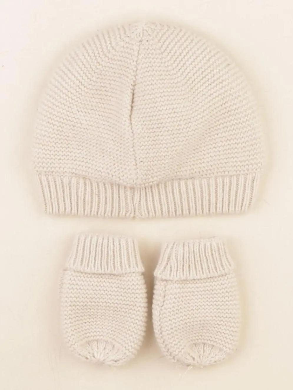 Vertbaudet - ensemble bonnet/moufles beige, or - 12/18 mois