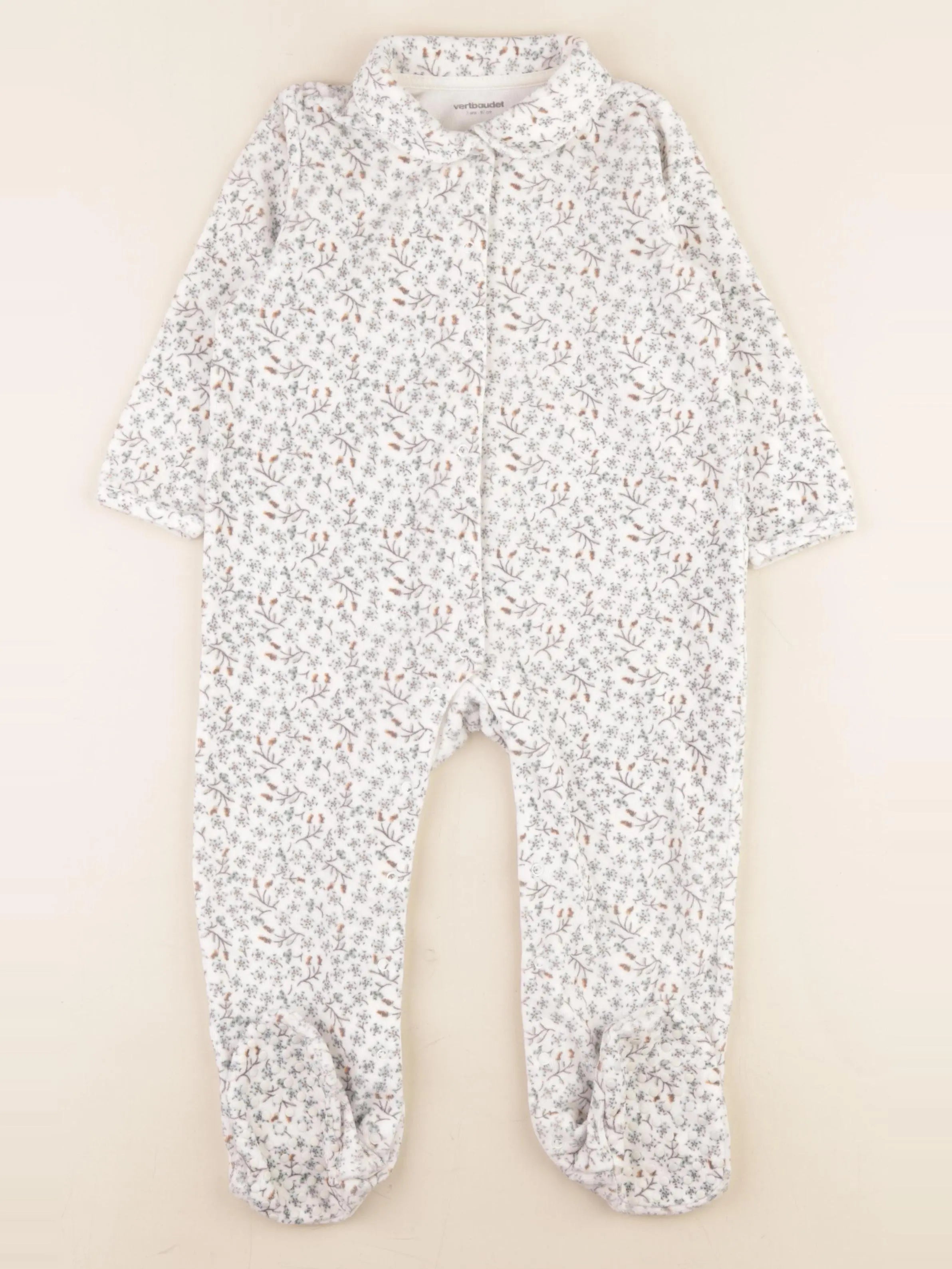 Vertbaudet - pyjama velours blanc - 3 ans