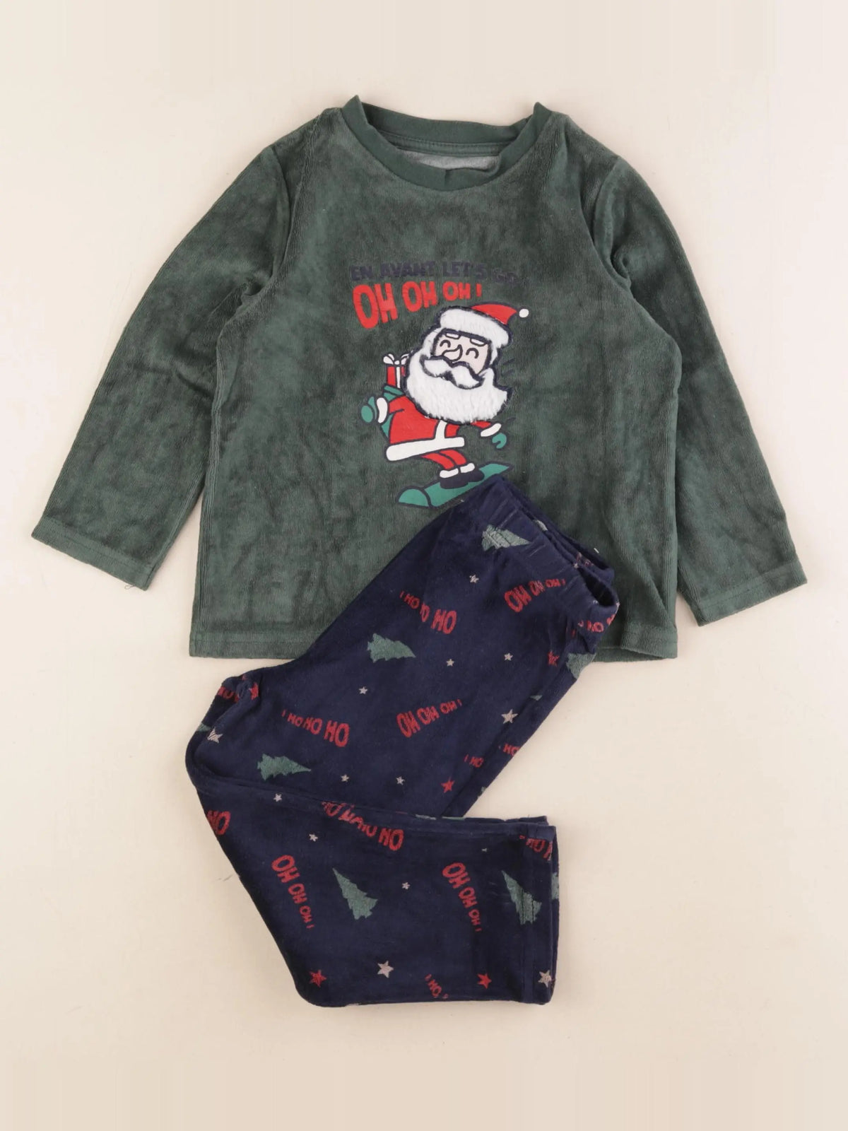 Vertbaudet - pyjama velours bleu, vert - 3 ans