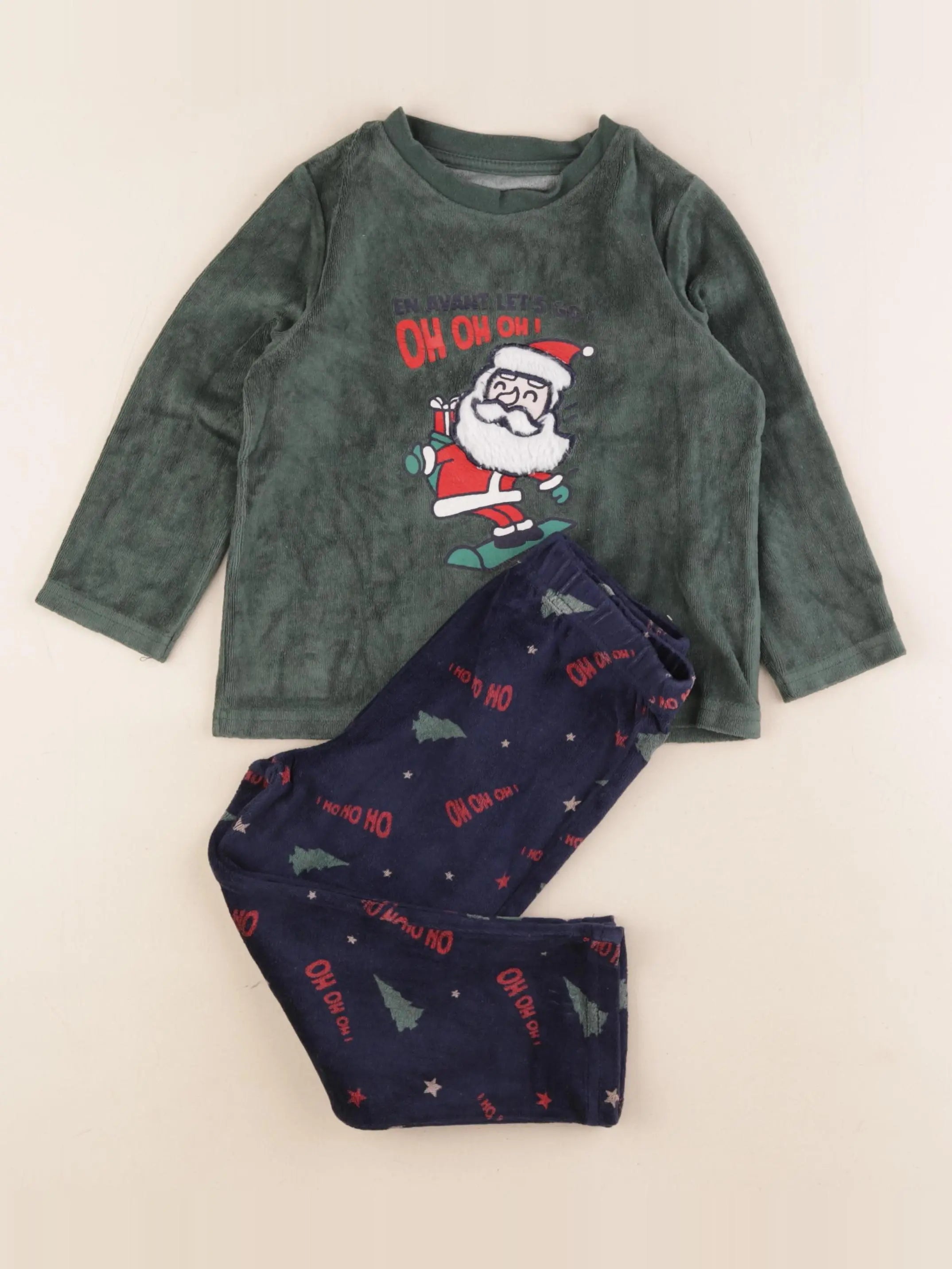 Vertbaudet - pyjama velours bleu, vert - 3 ans